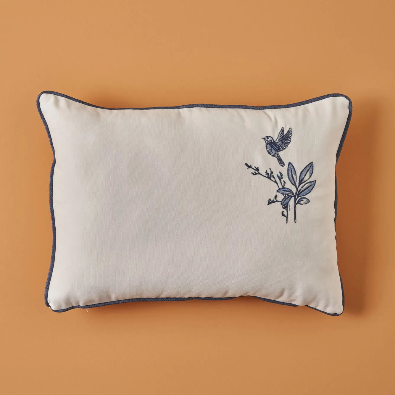 Bleu Blanc Embroidered Cushion Cover detail view