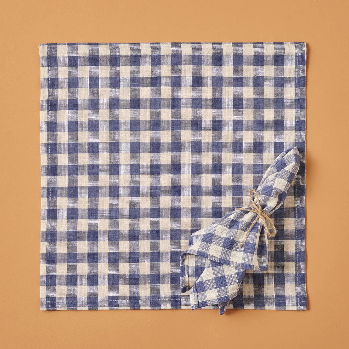 Bleu Blanc Gingham Cotton Napkin detail view
