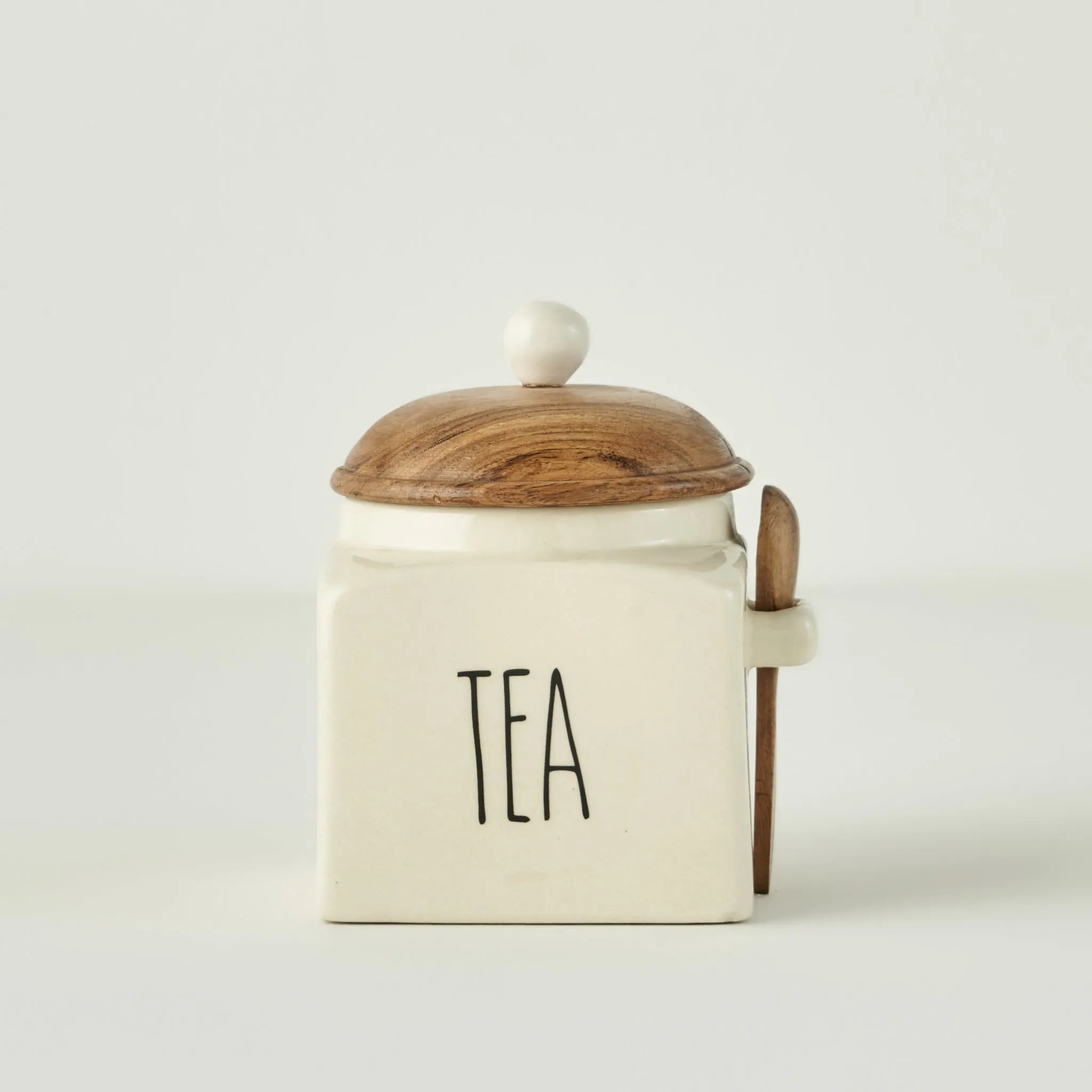 Brev Ceramic Jar with Acacia Lid & Spoon additional view