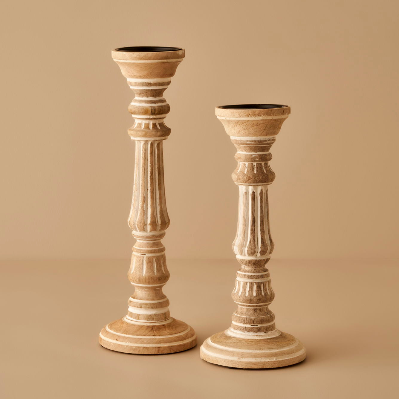 Esta Mango Wood Pillar Candle Holder