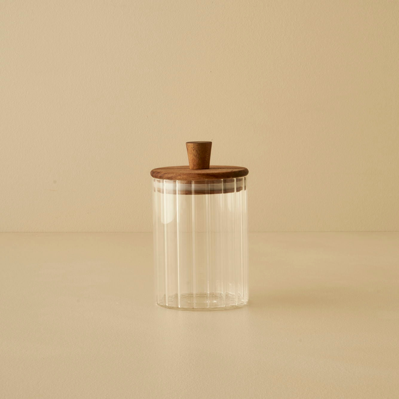 Beatrice Glass Storage Jar with Wooden Lid