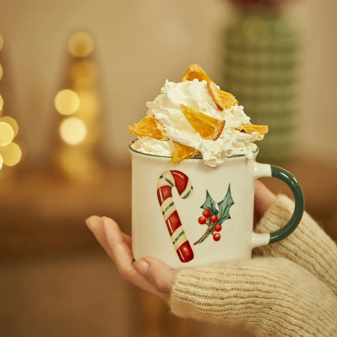 Candycane Porcelain Mug Set detail view