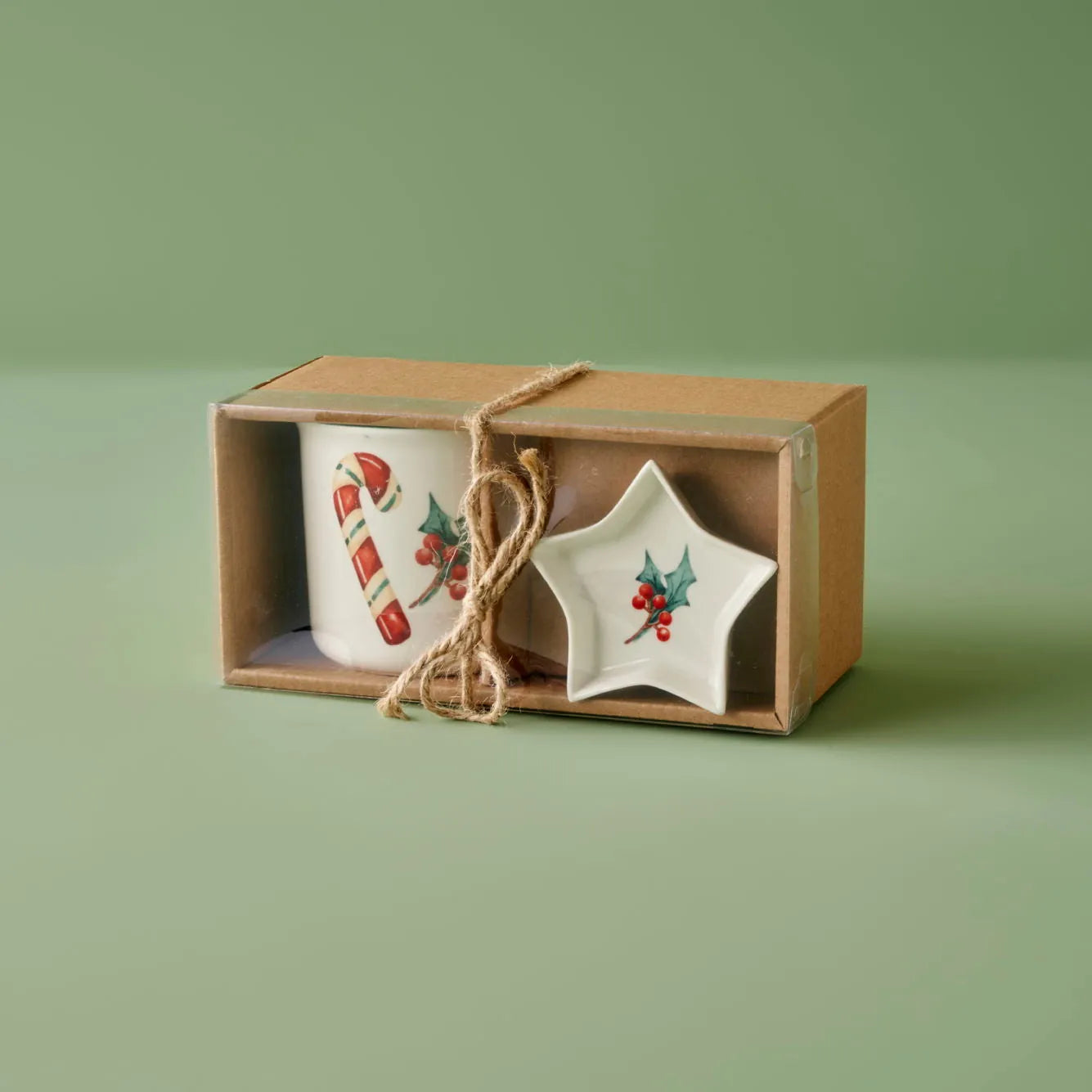 Candycane Porcelain Mug Set texture detail