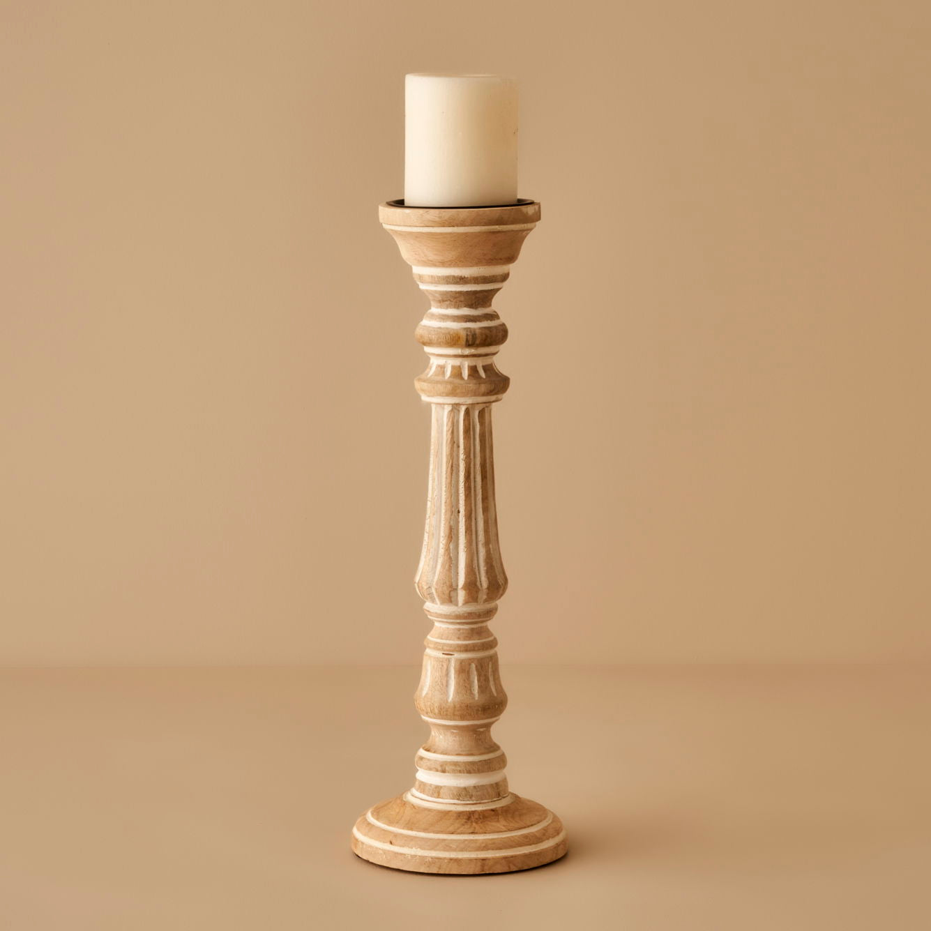 Esta Mango Wood Pillar Candle Holder