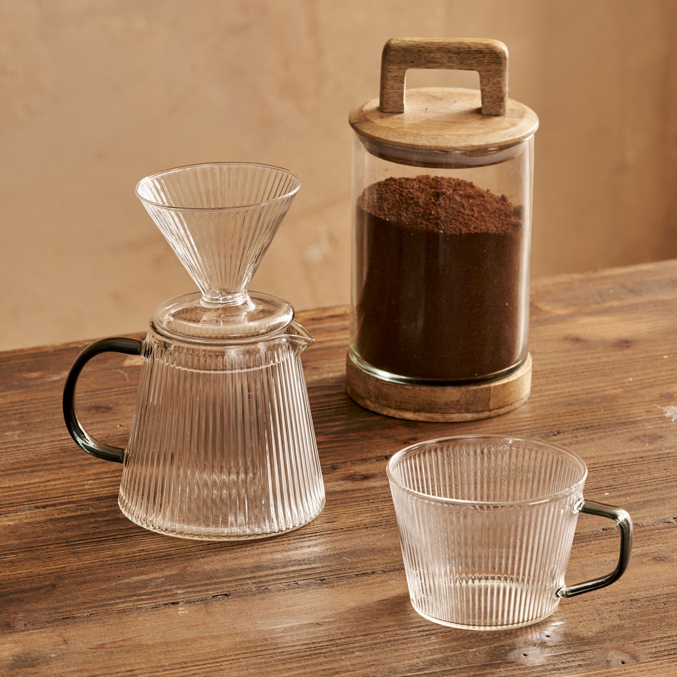 Verre Glass Jar with Mango Wood Lid