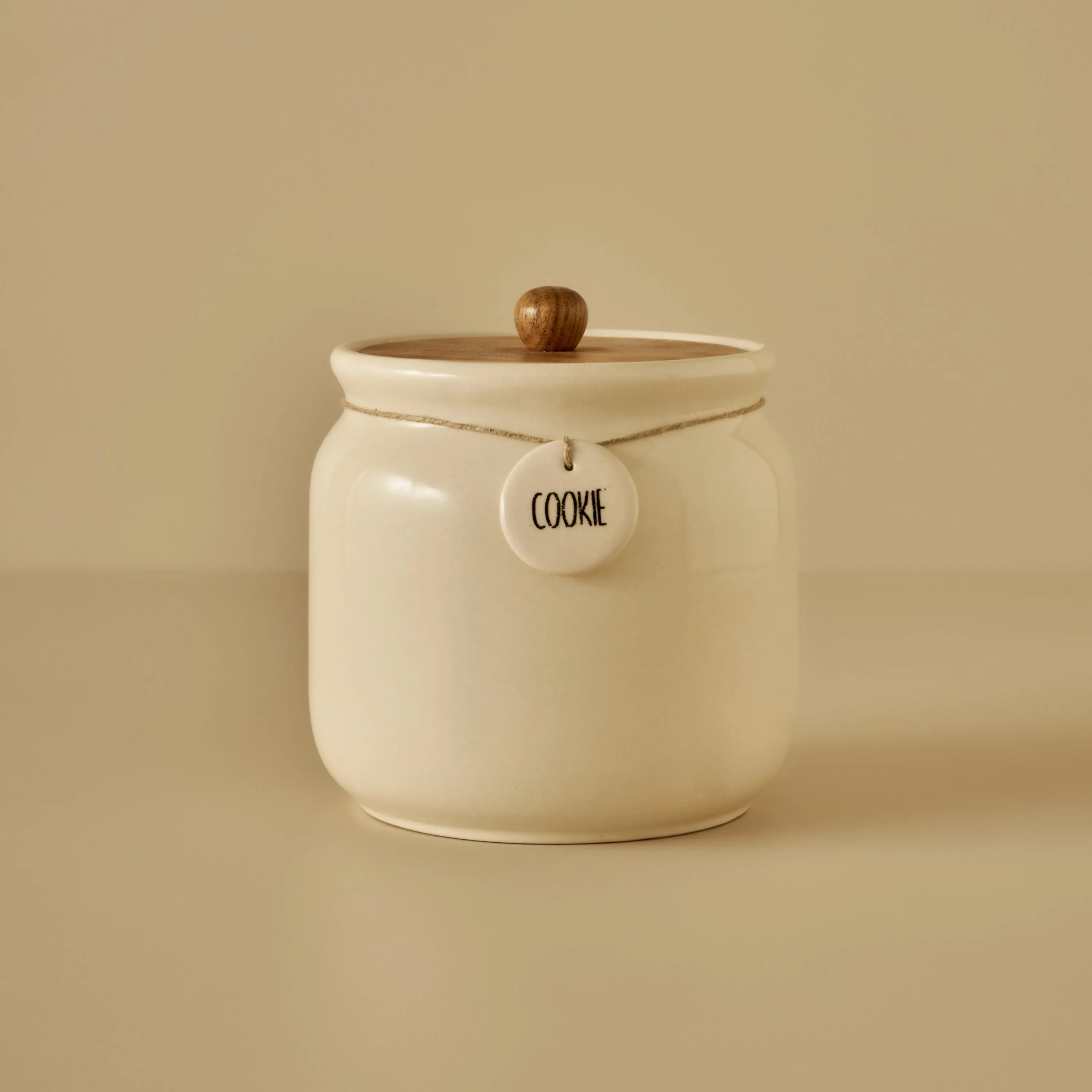 Ceramic Jar with Acacia Lid side view