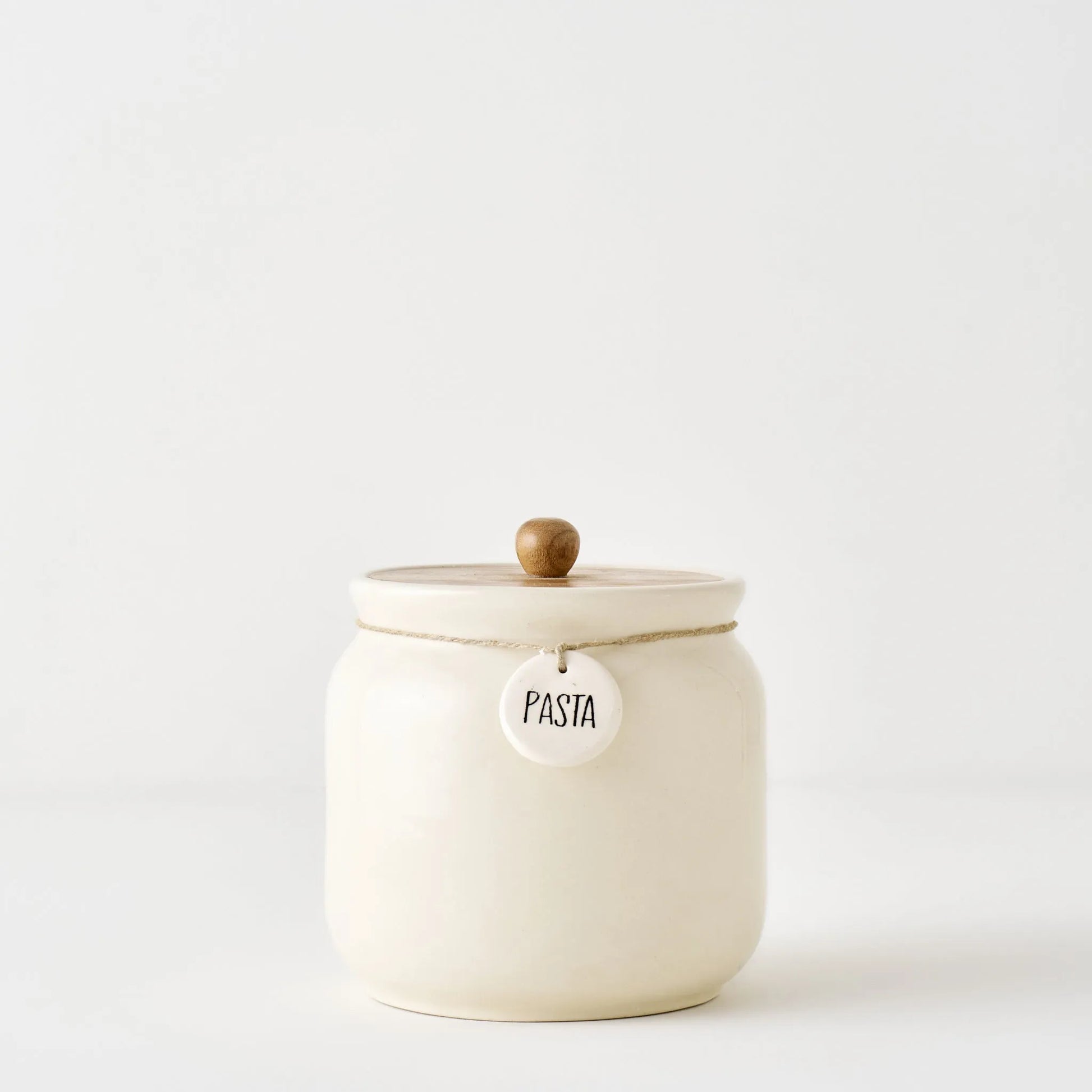 Ceramic Jar with Acacia Lid side view