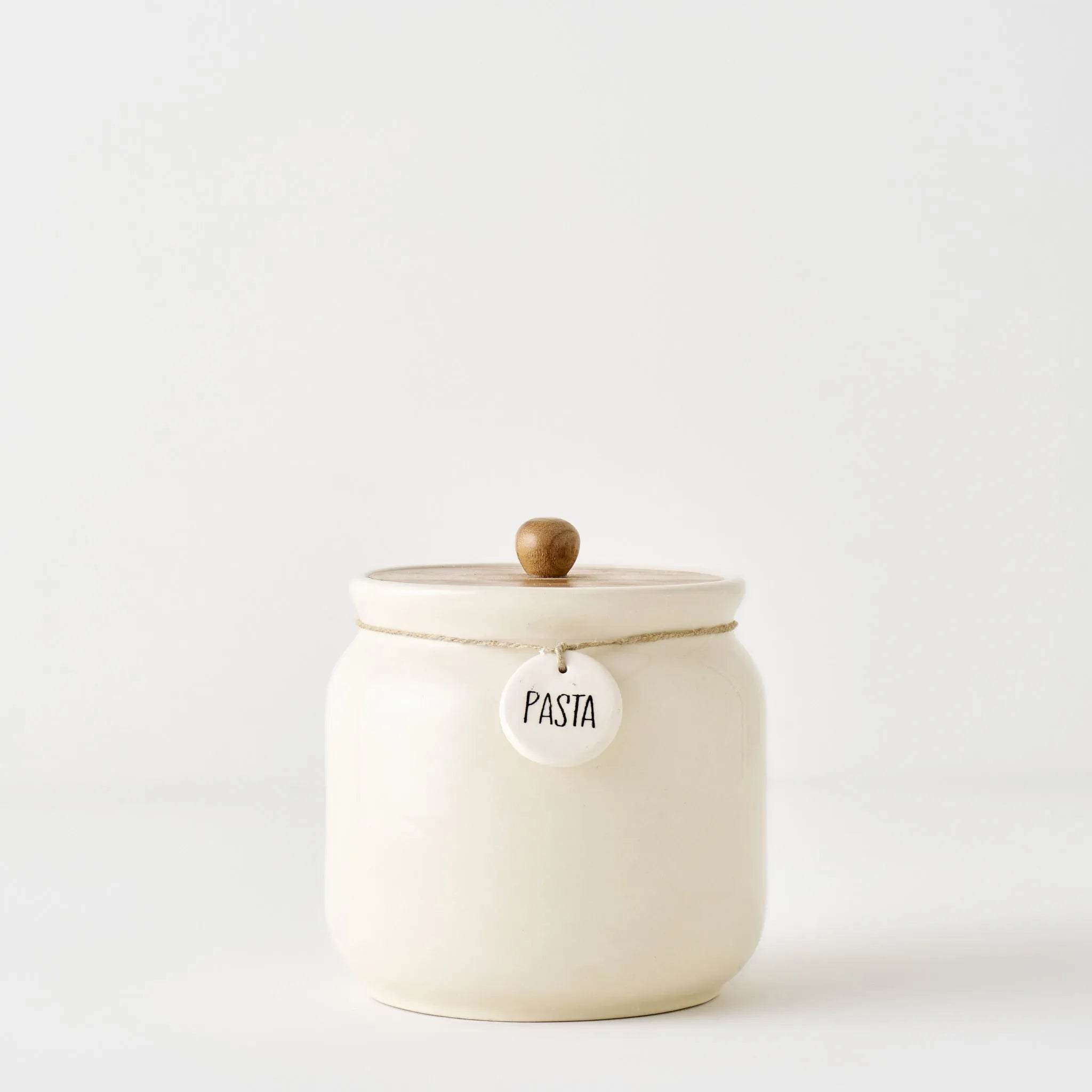 Ceramic Jar with Acacia Lid side view