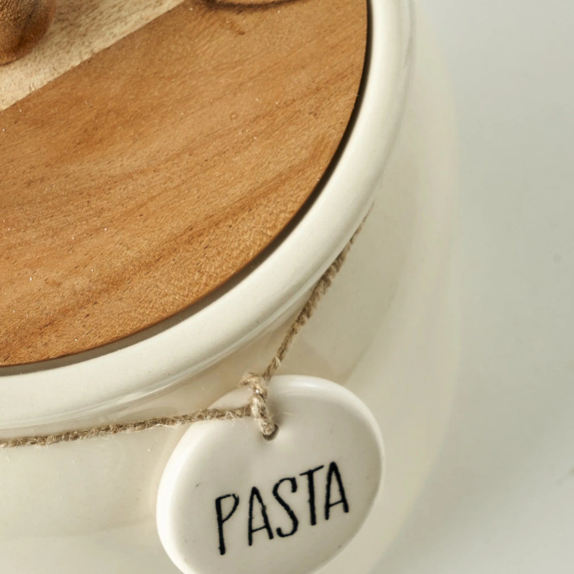 Ceramic Jar with Acacia Lid angle view