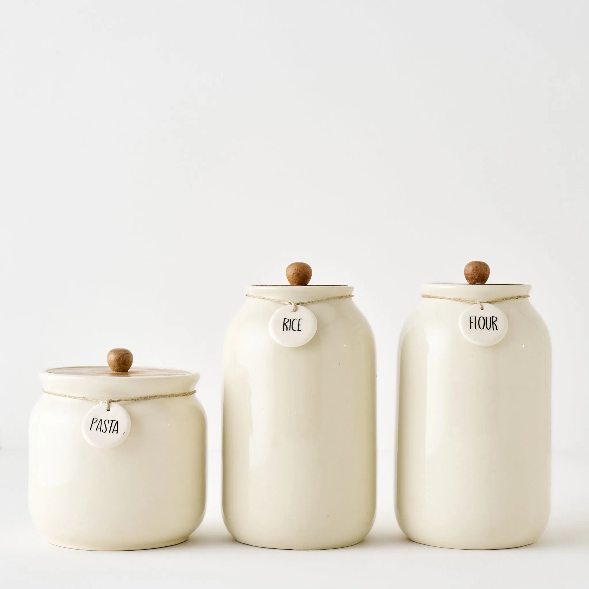 Ceramic Jar with Acacia Lid close up view