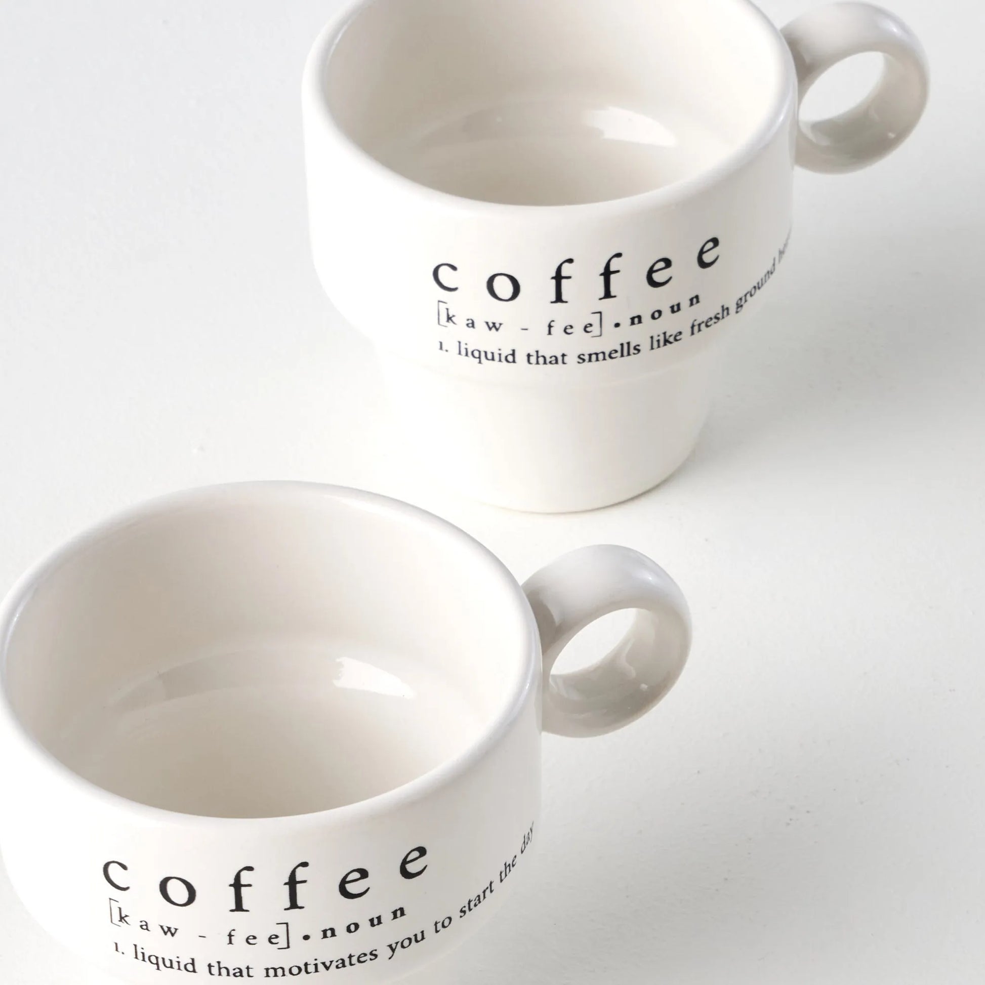 Coffeeaholic Ceramic Espresso Cup (Set of 2) detail view