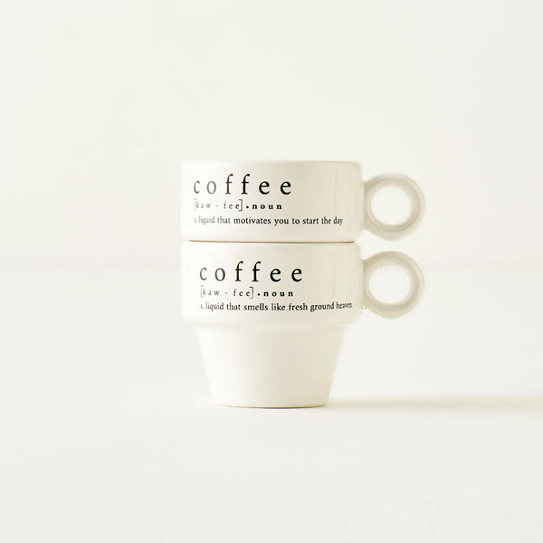 Coffeeaholic Ceramic Espresso Cup (Set of 2)