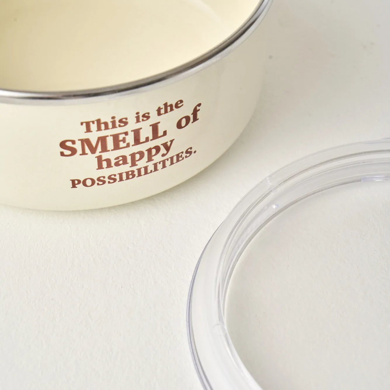 Cozy Enamel Storage Bowls with Clear Lids texture detail