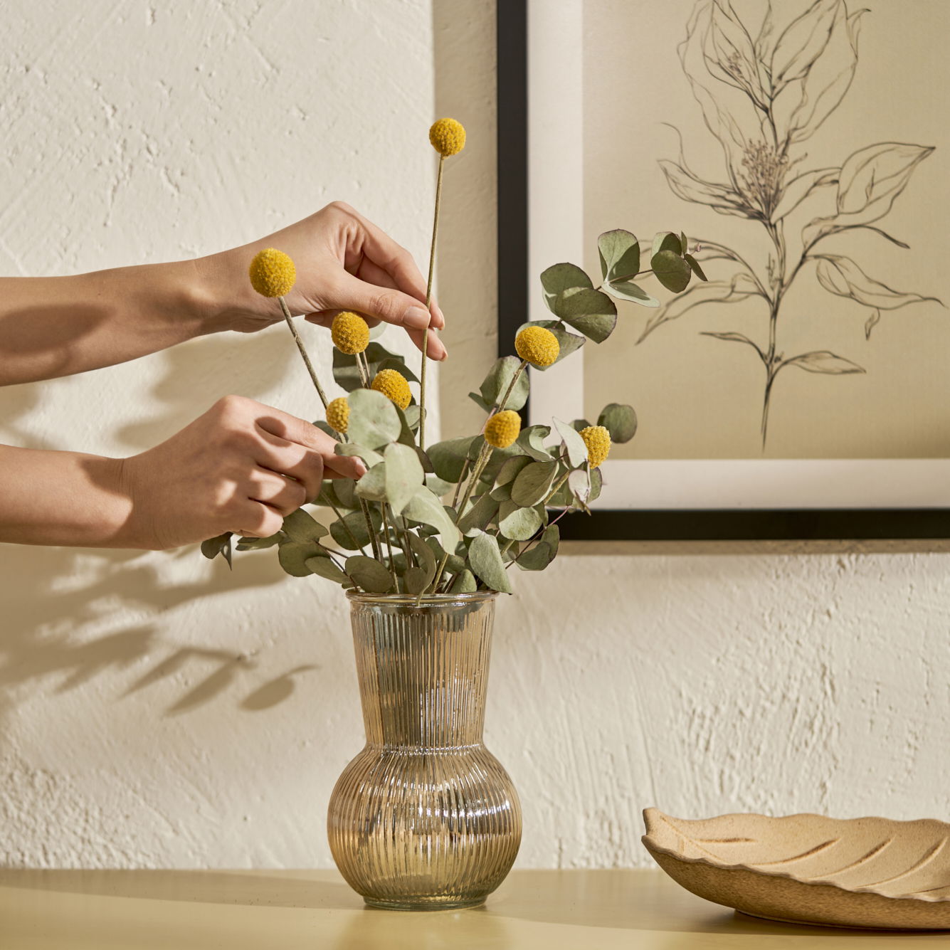 Eva Textured Amber Glass Vase