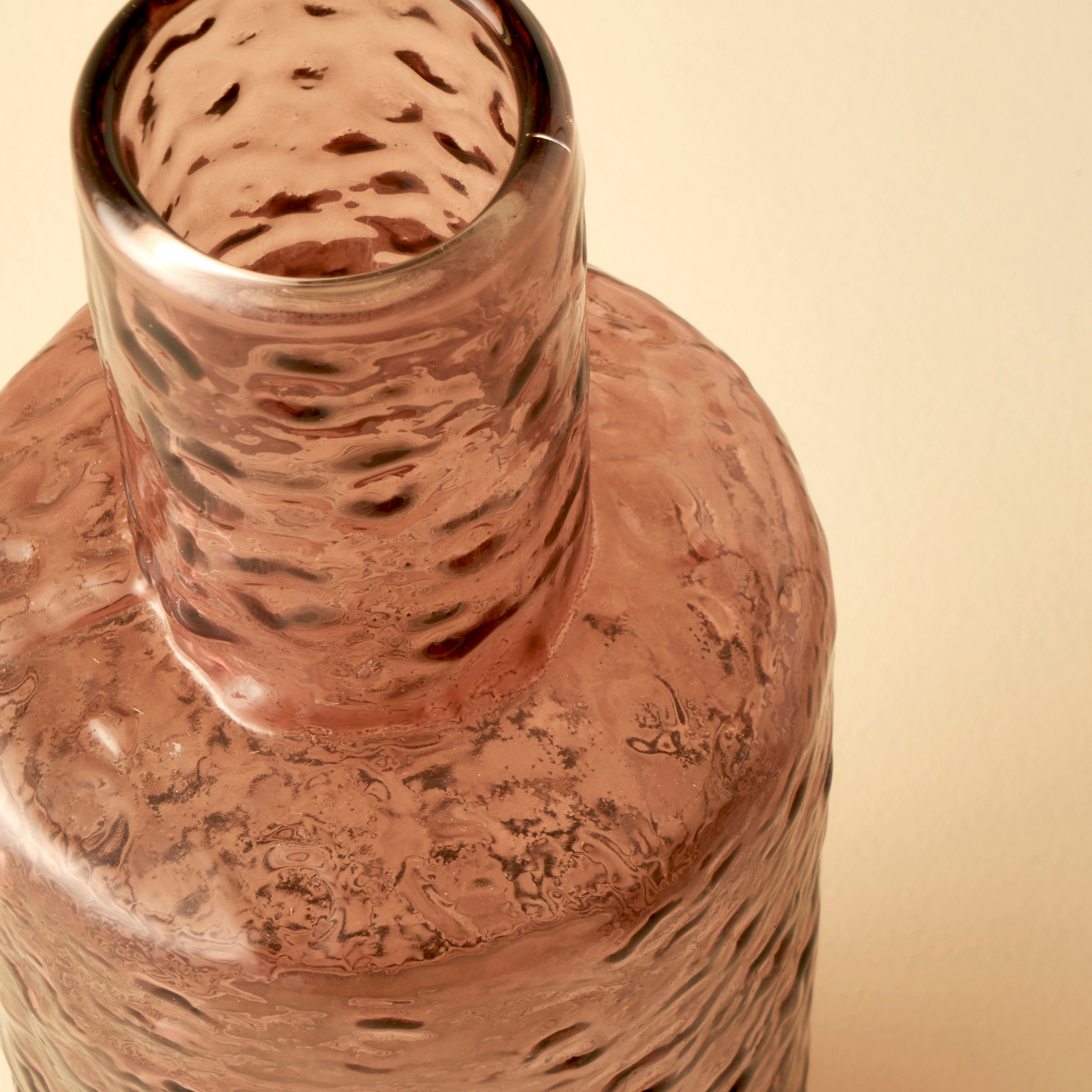 Wind Textured Amber Glass Vase