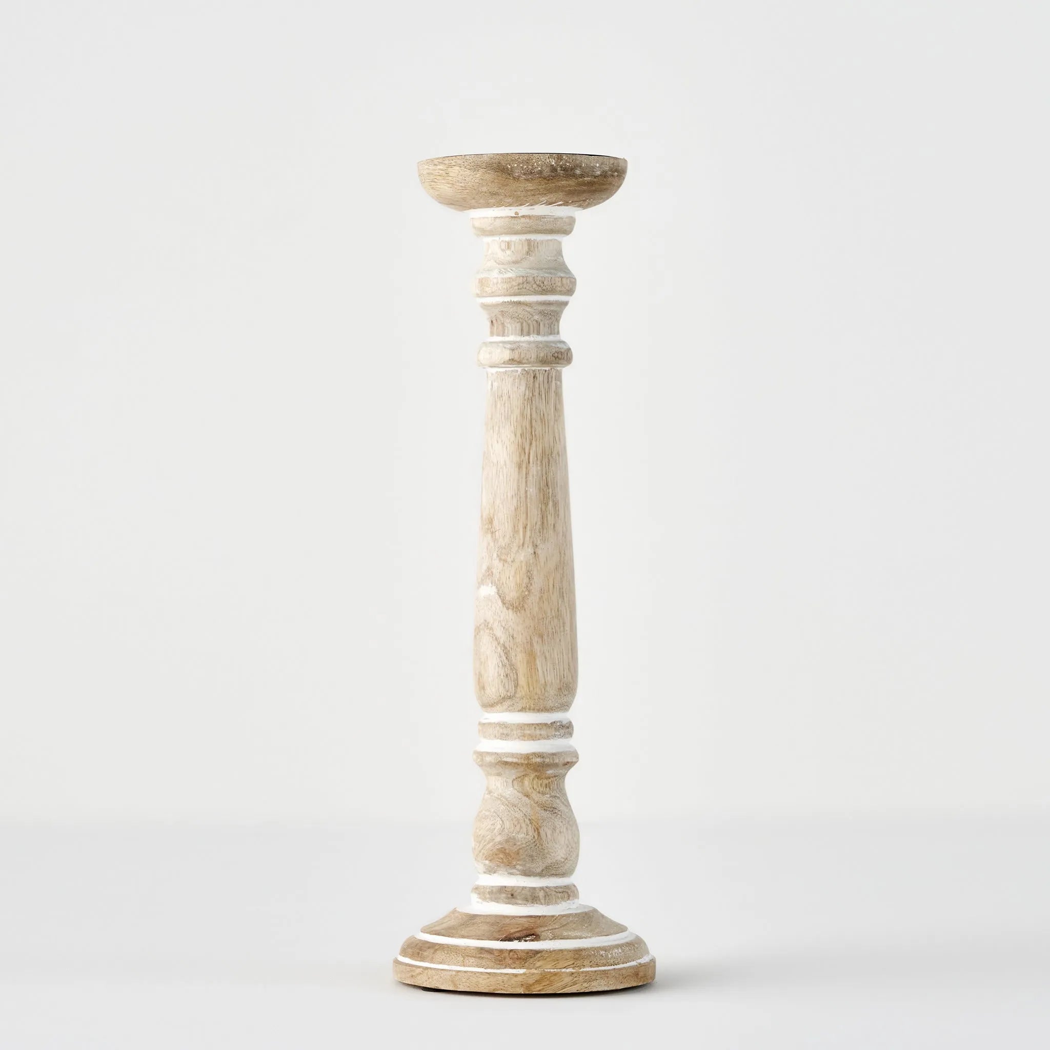 Dora Mango Wood Pillar Candle Holder