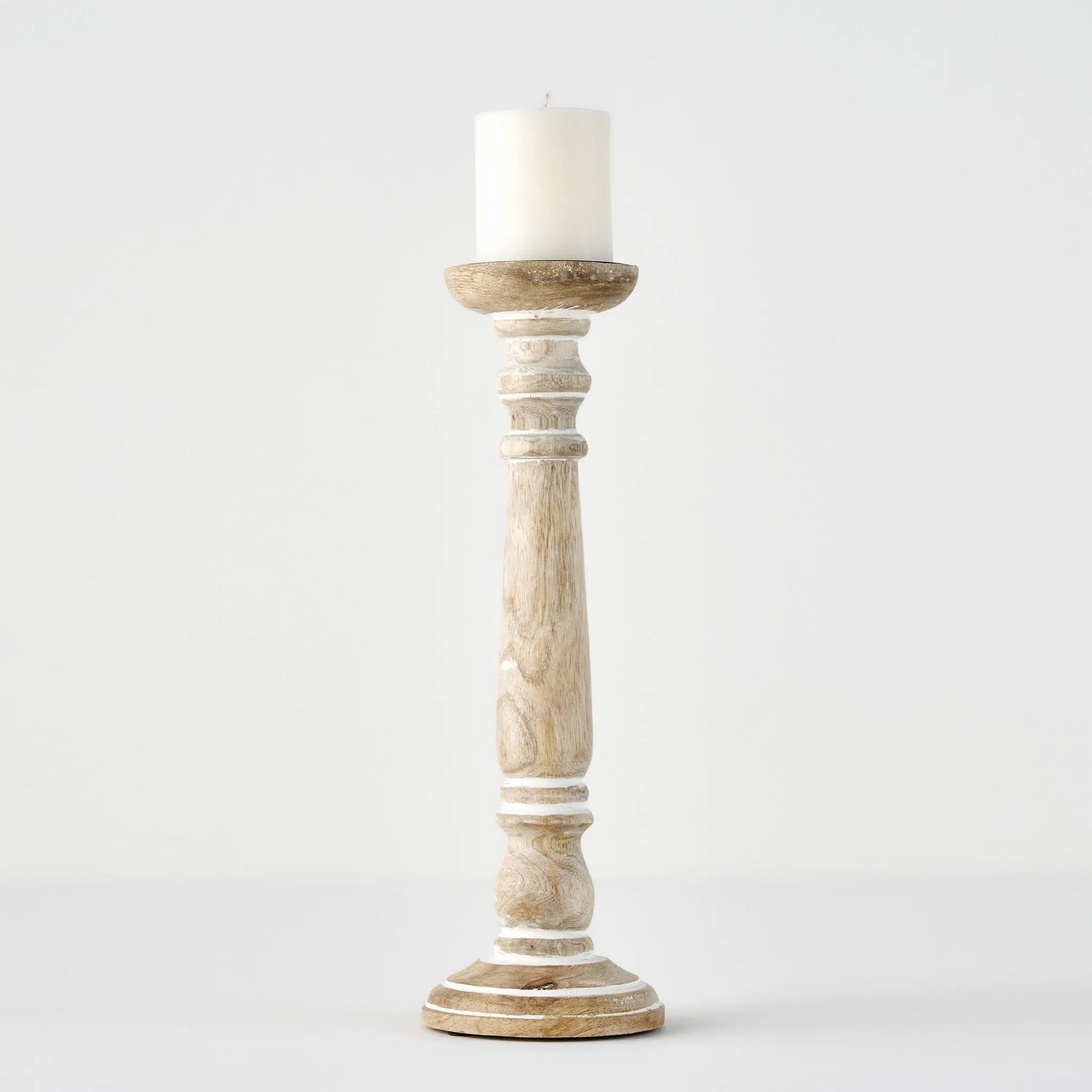 Dora Mango Wood Pillar Candle Holder detail view
