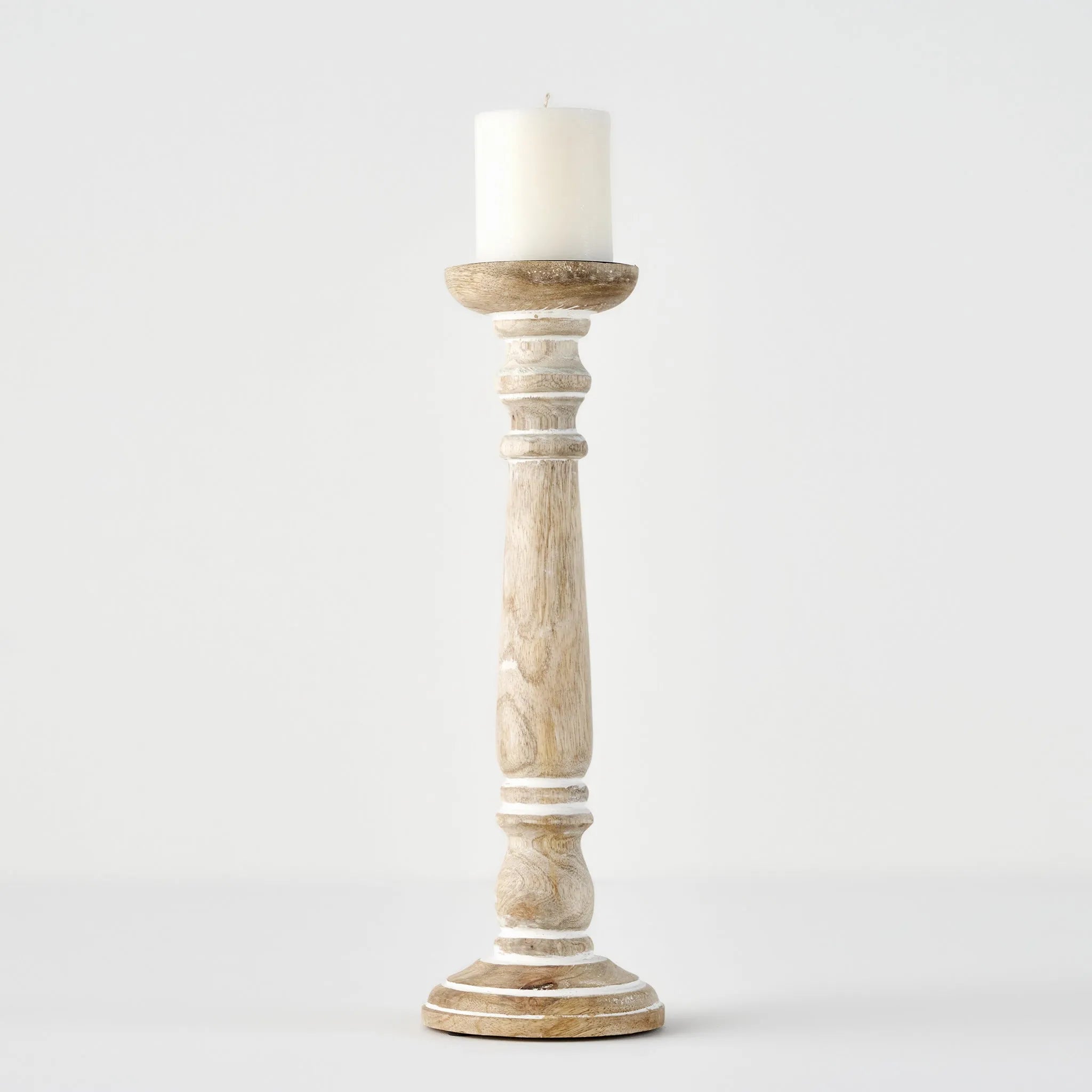 Dora Mango Wood Pillar Candle Holder detail view