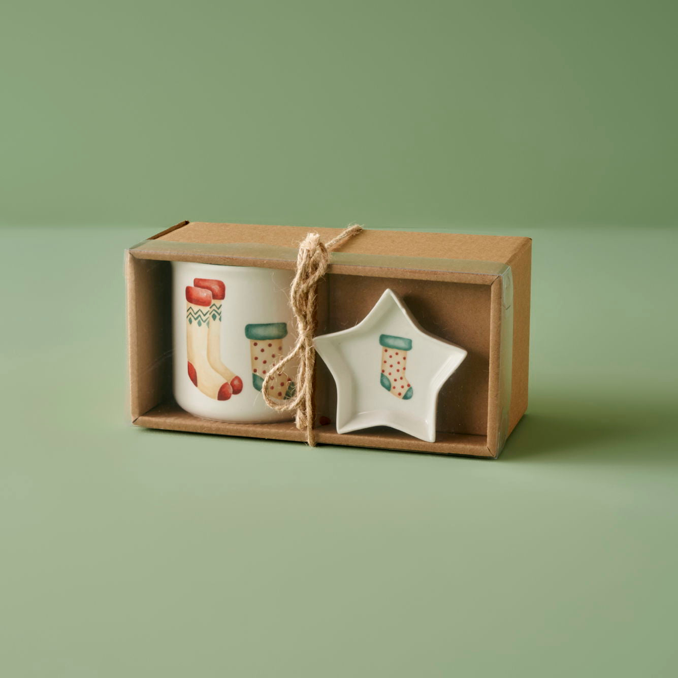 Sardinia Festive Porcelain Mug and Snack Set