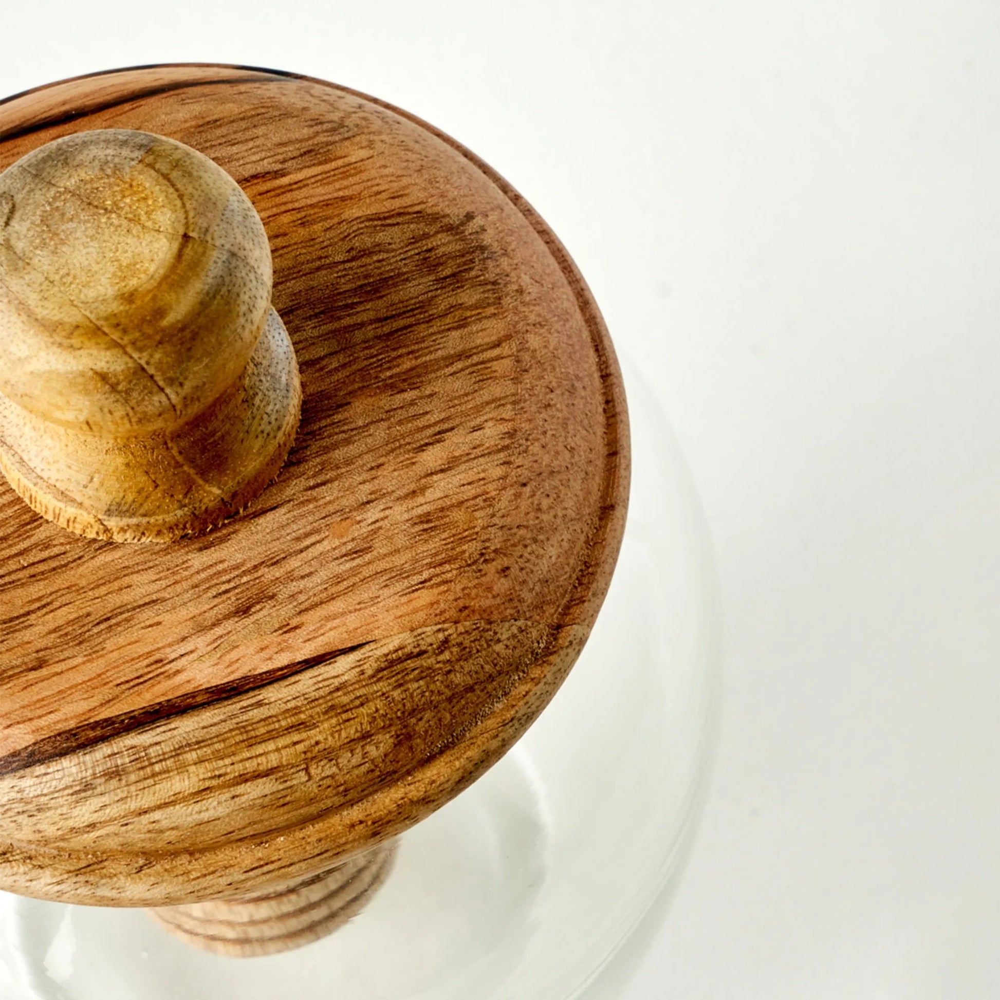 Eden Glass Honey Jar with Mango Wood Lid detail view