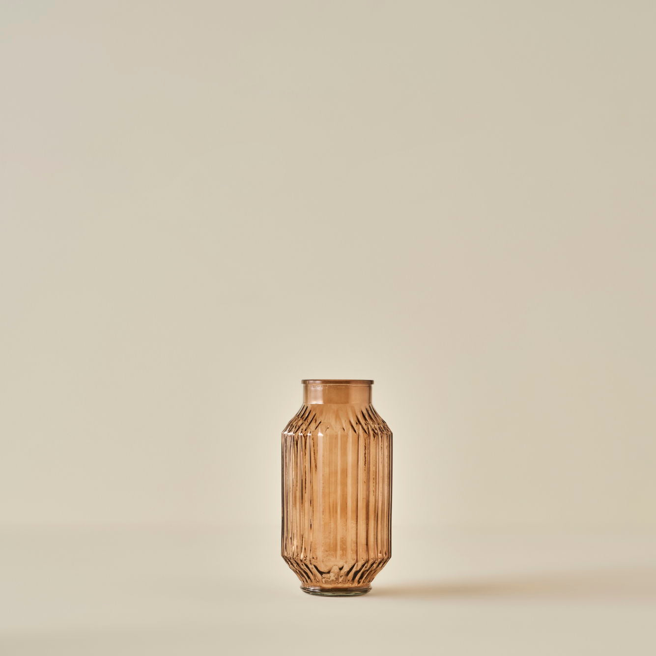Nilda Amber Ribbed Glass Vase