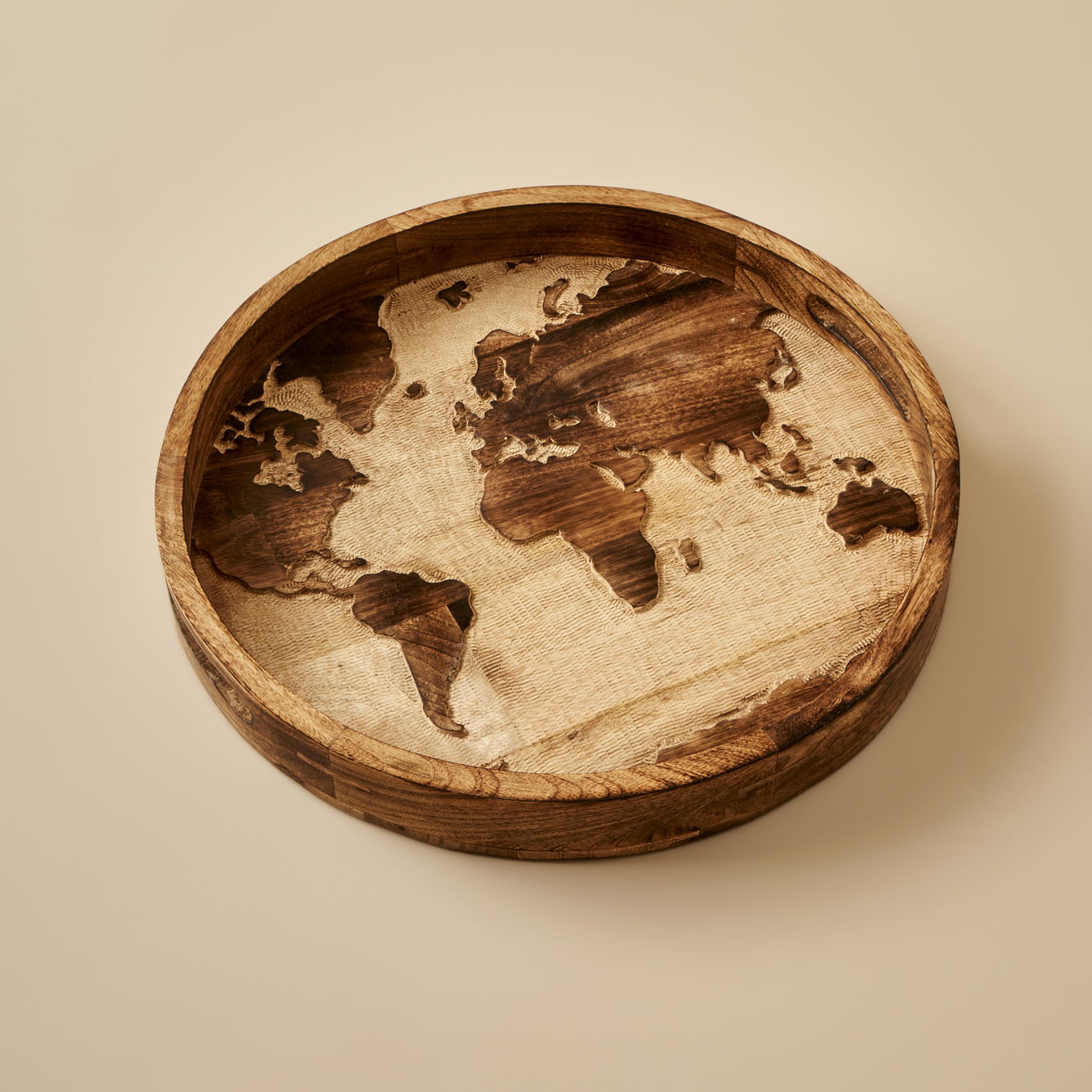 Tina Mango Wood World Map Decorative Tray