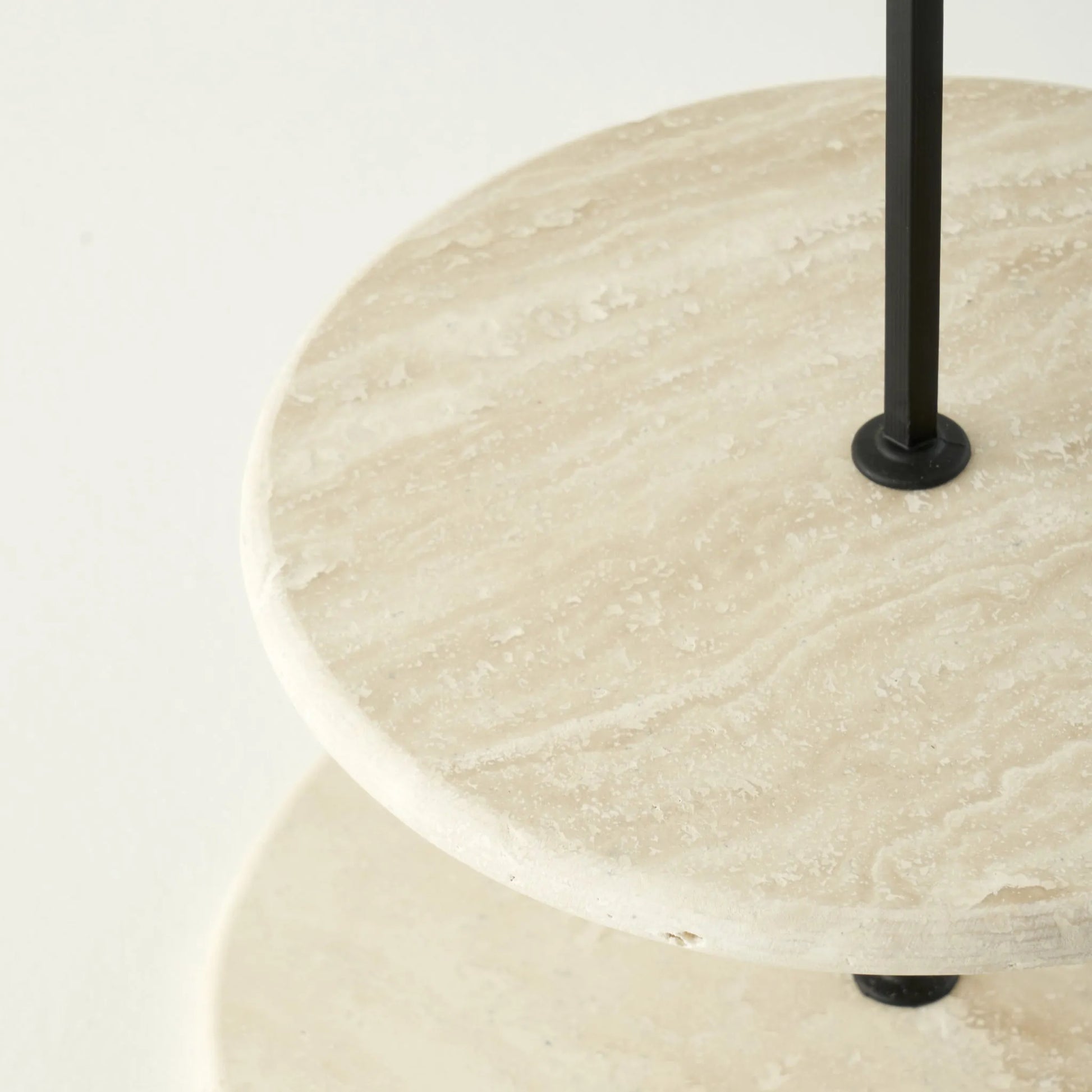 Ephesus Travertine 2-Tier Serving Stand detail view