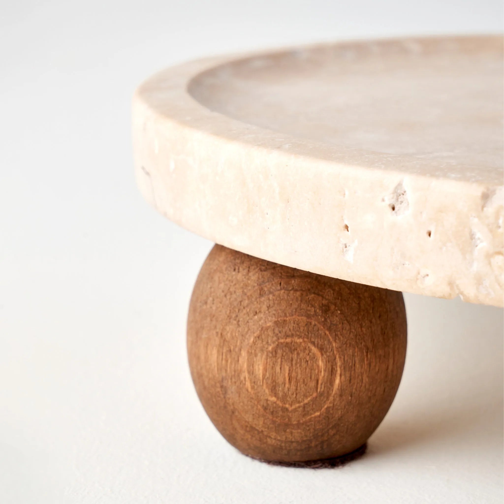 Ephesus Travertine Pedestal Serving Stand detail view