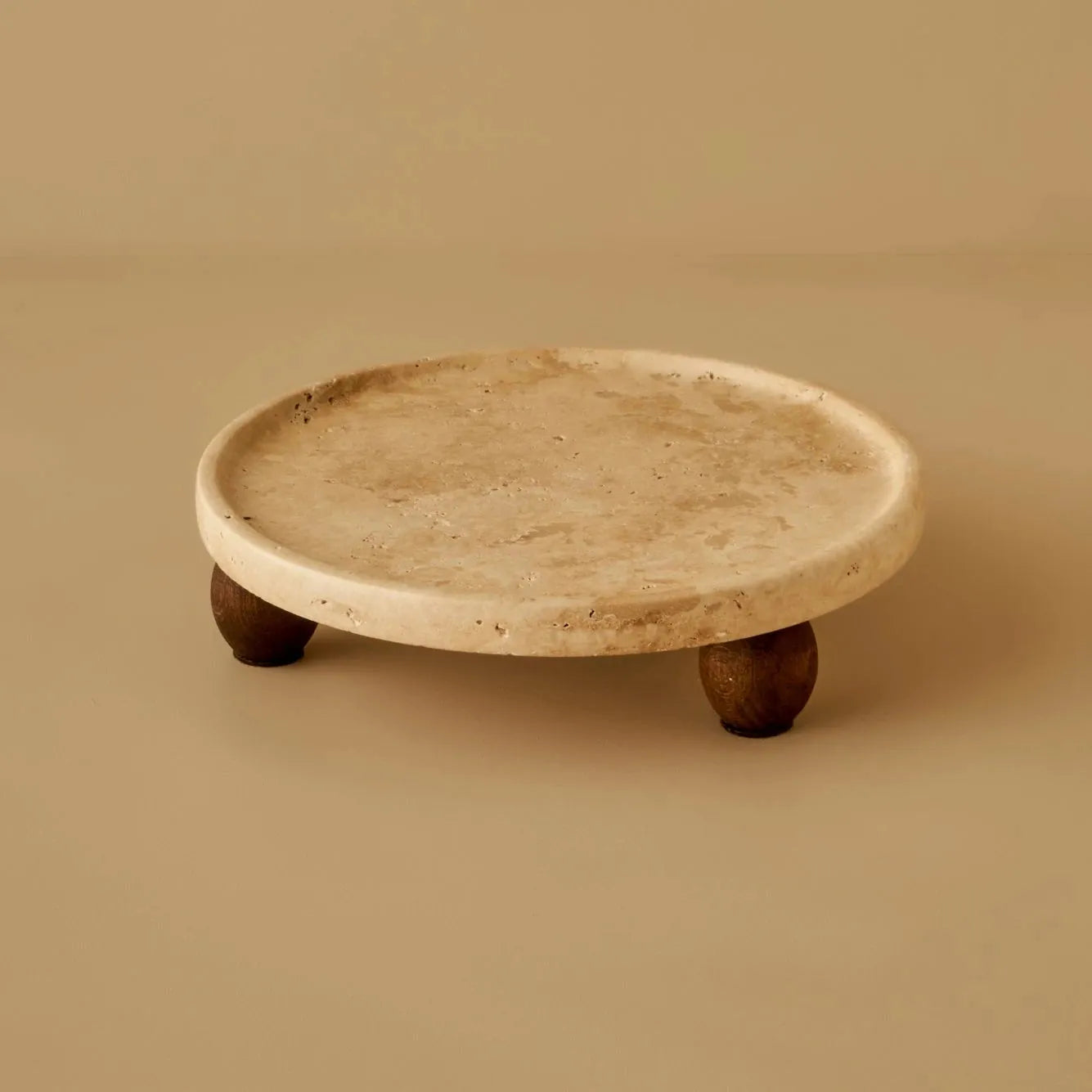 Ephesus Travertine Pedestal Serving Stand texture detail