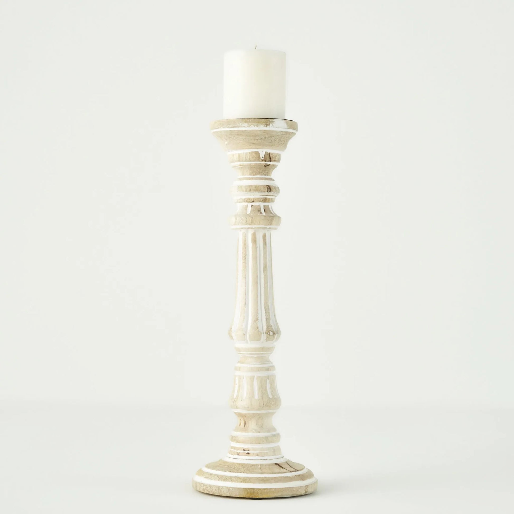 Esta Mango Wood Taper Candle Holder detail view