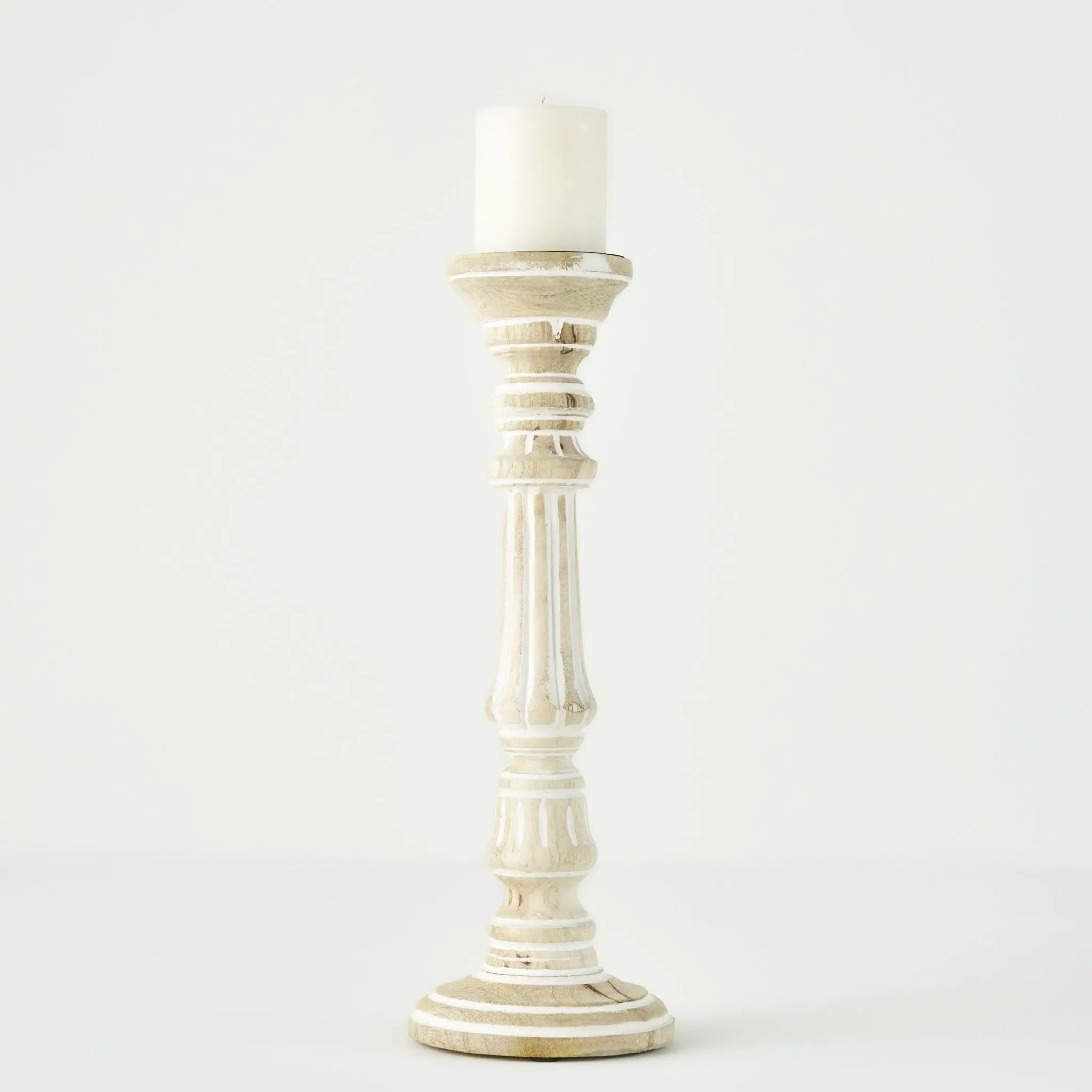 Esta Mango Wood Taper Candle Holder detail view