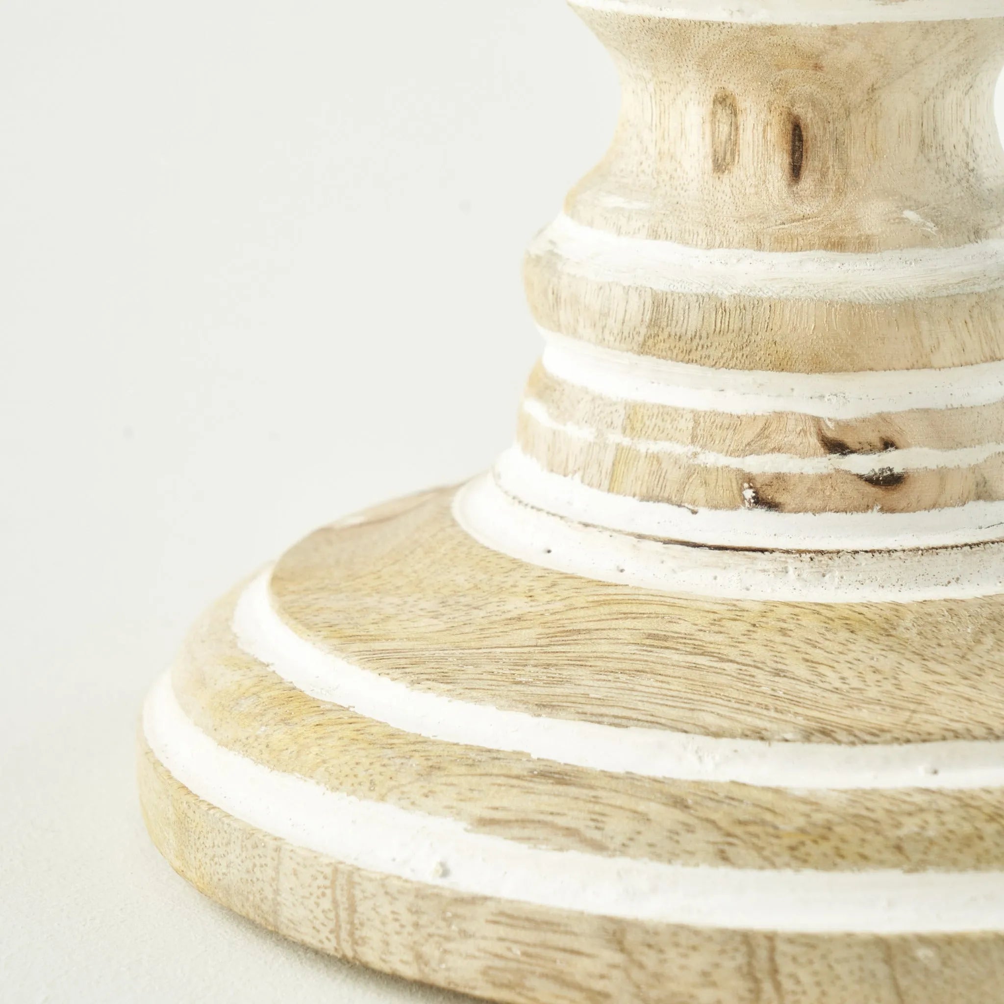 Esta Mango Wood Taper Candle Holder texture detail