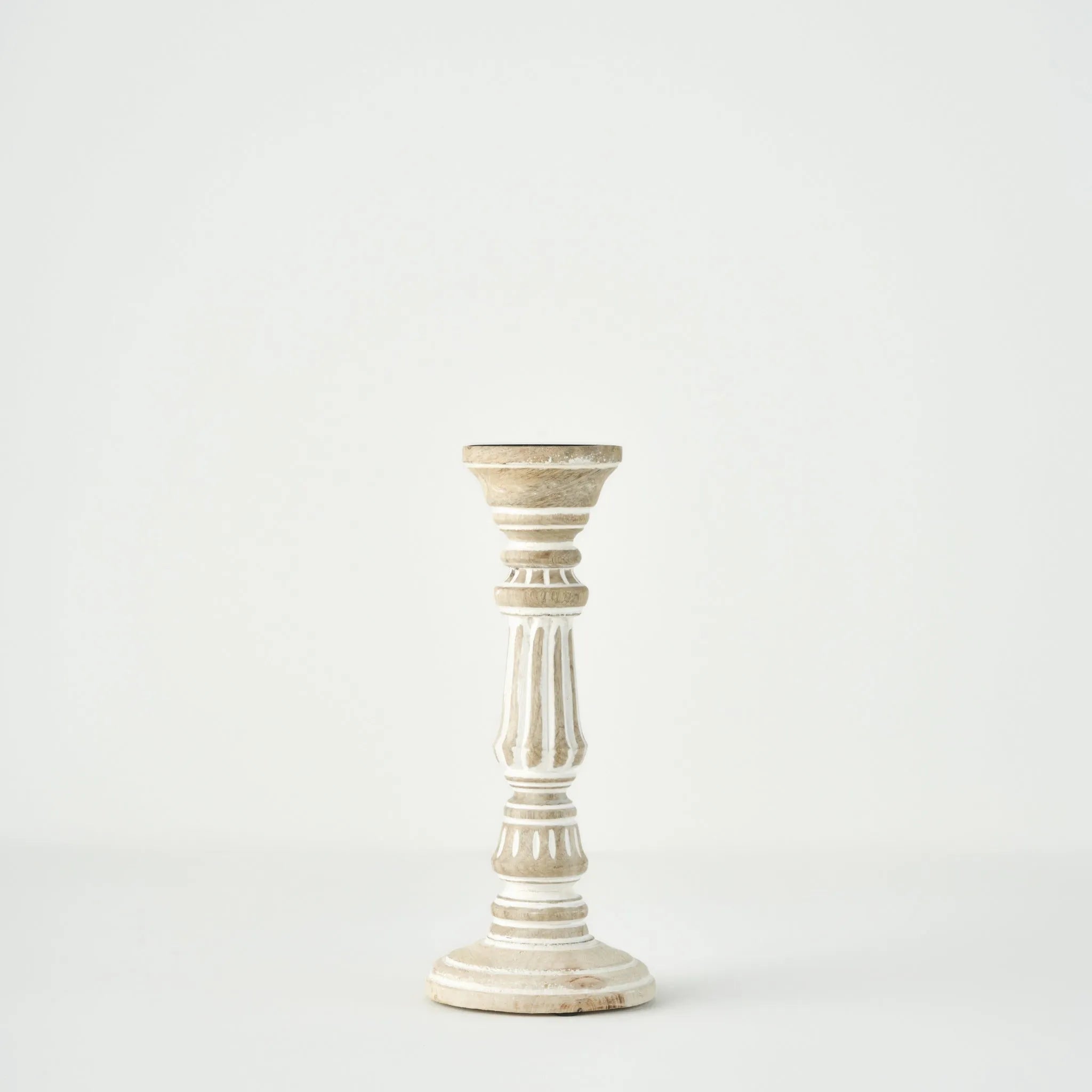 Esta Mango Wood Taper Candle Holder design detail