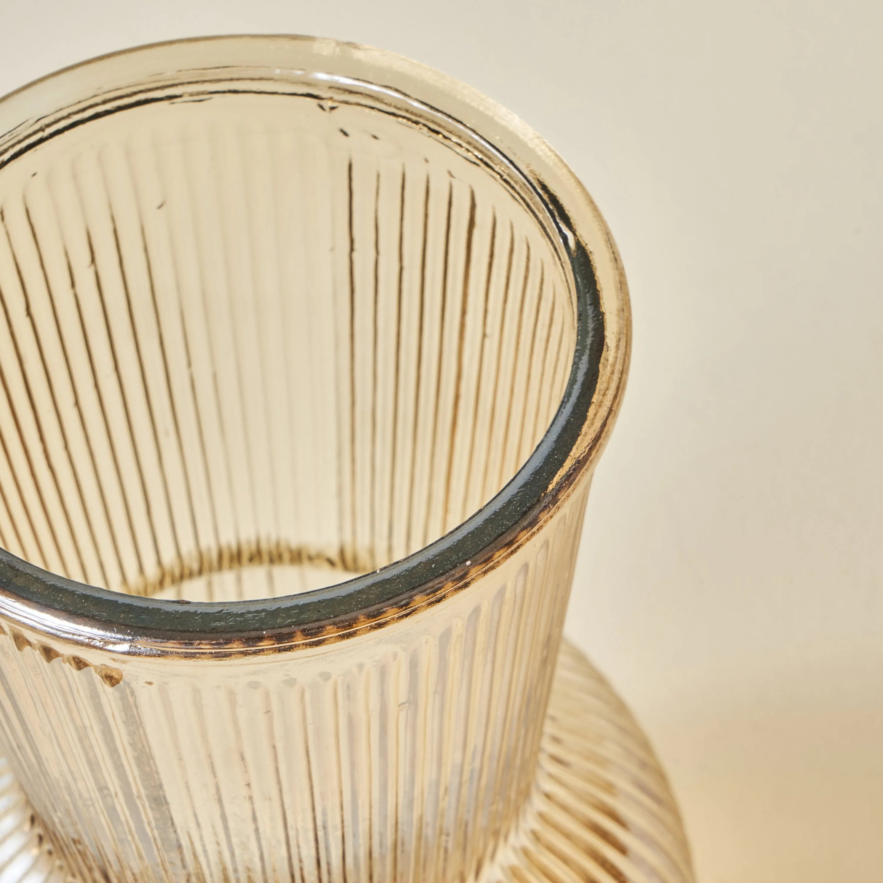 Eva Textured Amber Glass Vase texture detail