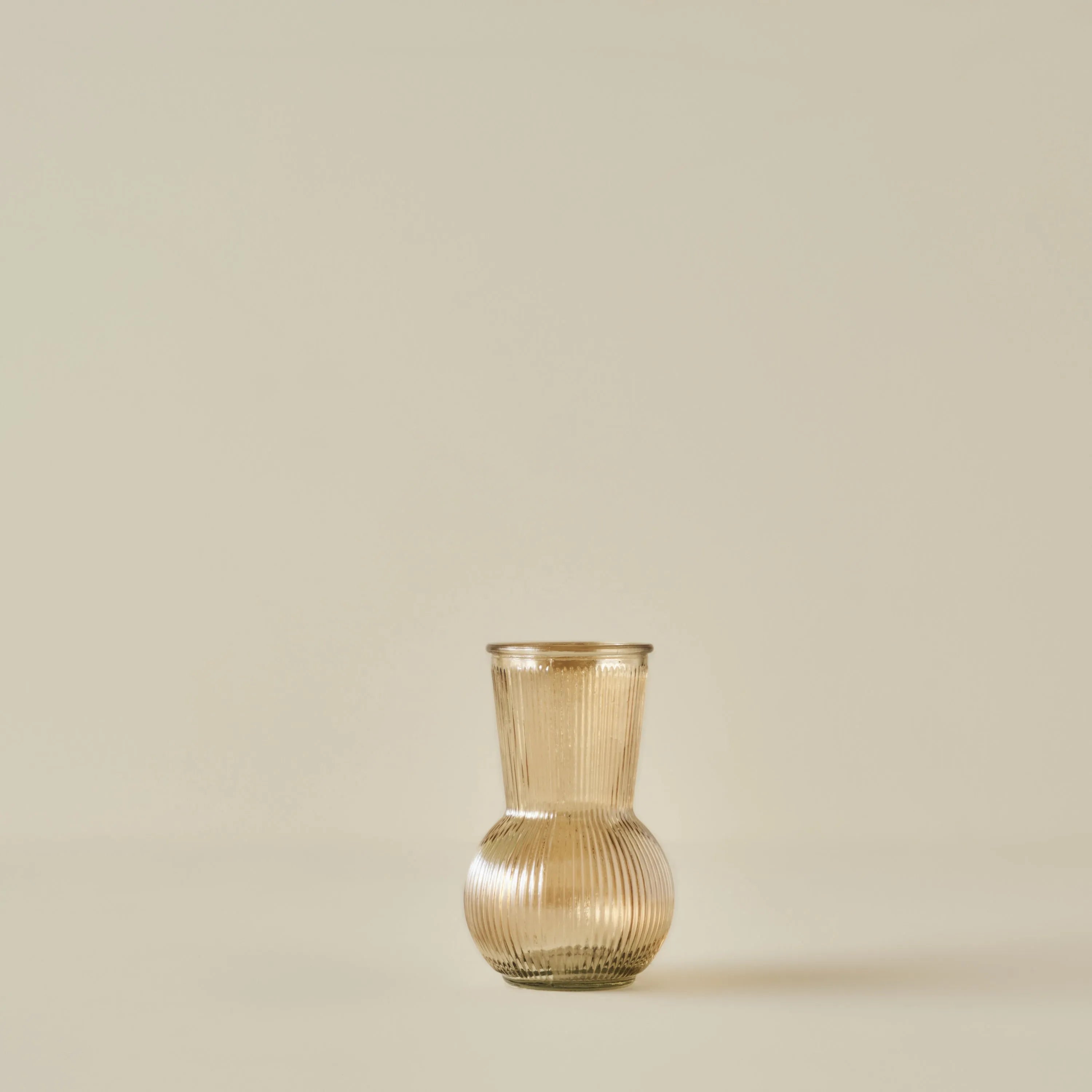 Eva Textured Amber Glass Vase side view