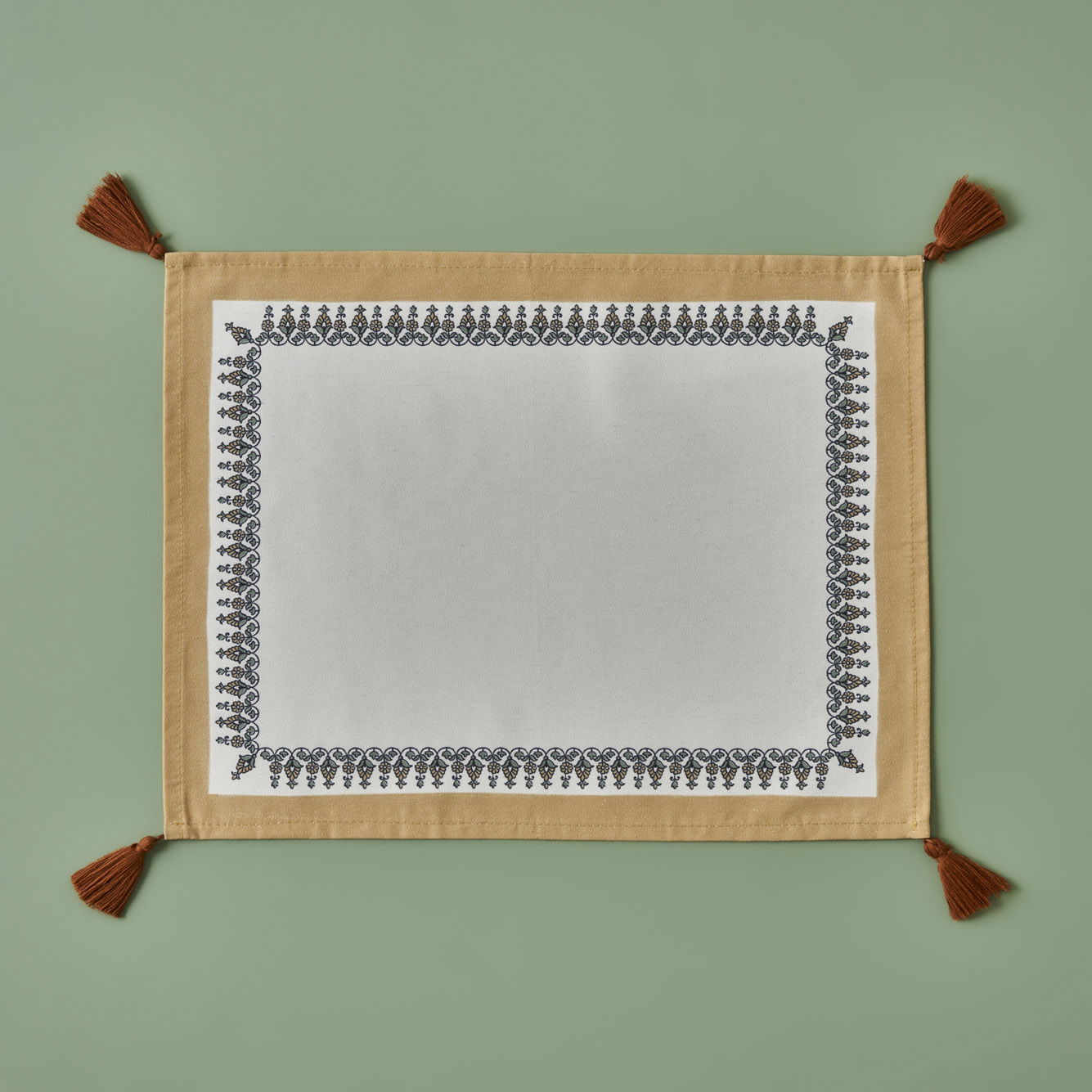 Indian Cotton Placemat with Corner Tassels