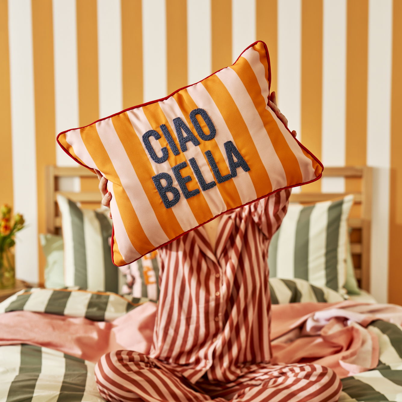 Line 'Ciao Bella' Punch Embroidered Cushion Cover