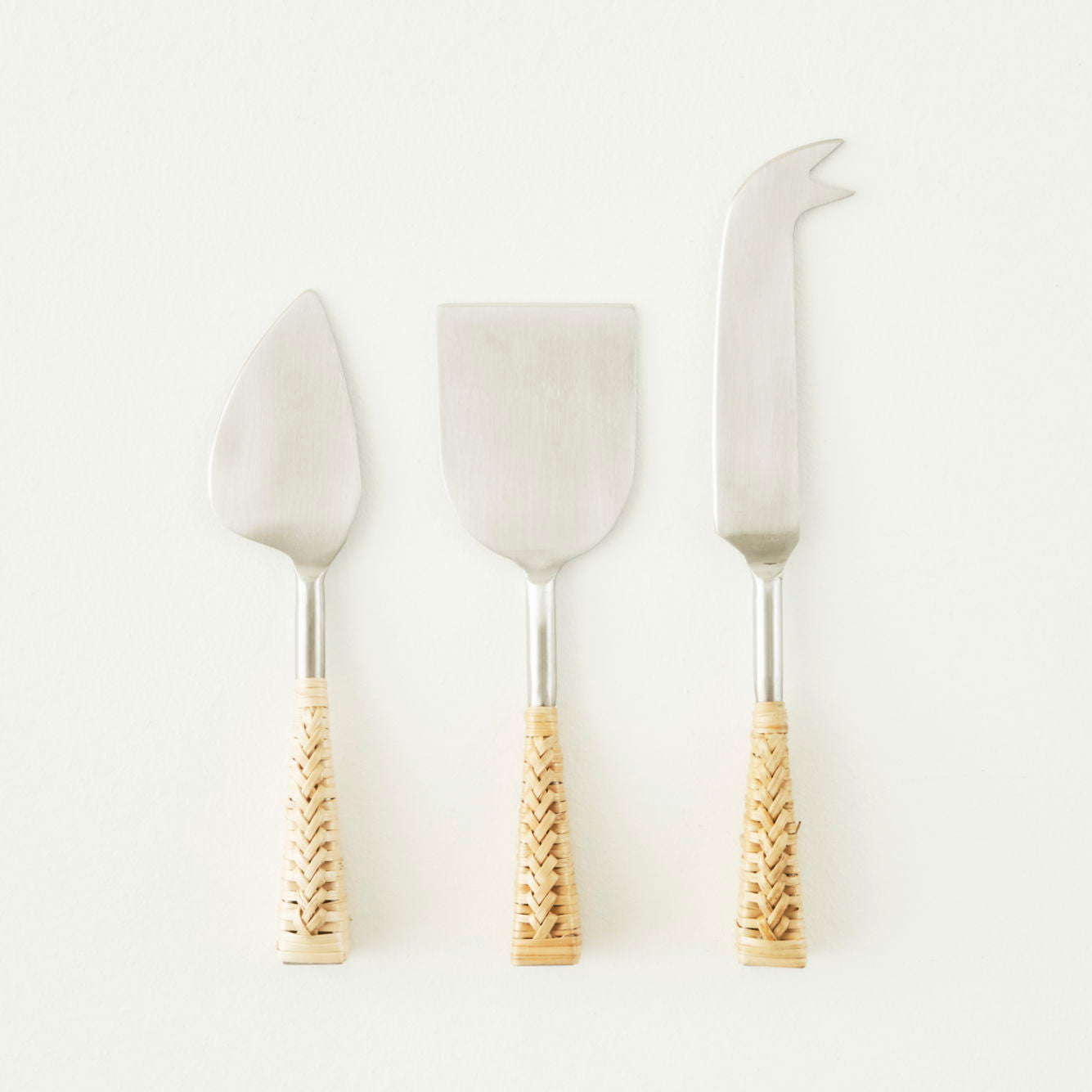 Varna Rattan Wrapped Cheese Knife Set (3-Piece)