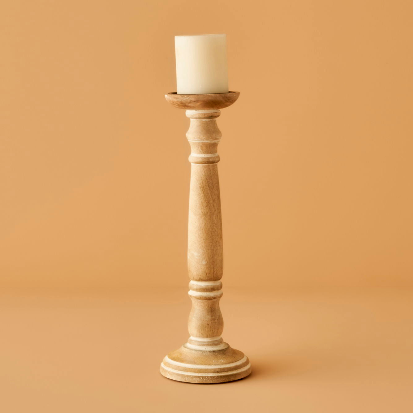 Dora Mango Wood Pillar Candle Holder