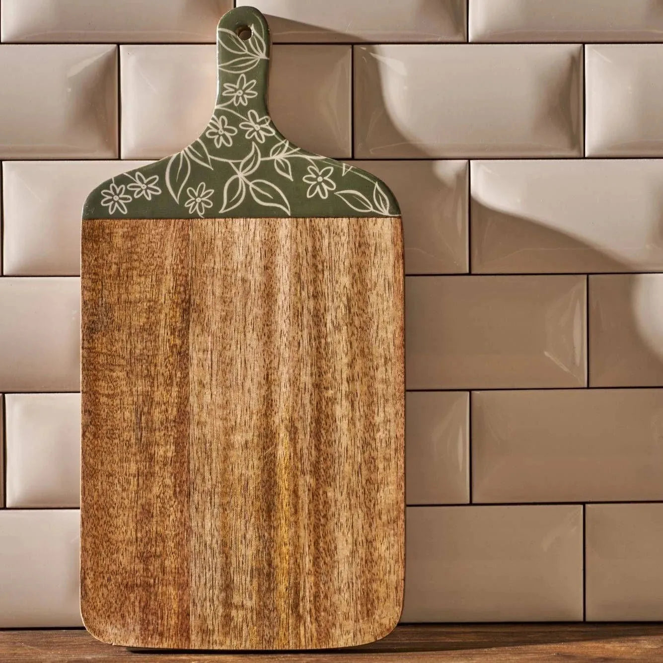 Floral Mango Wood Cutting Board detail view
