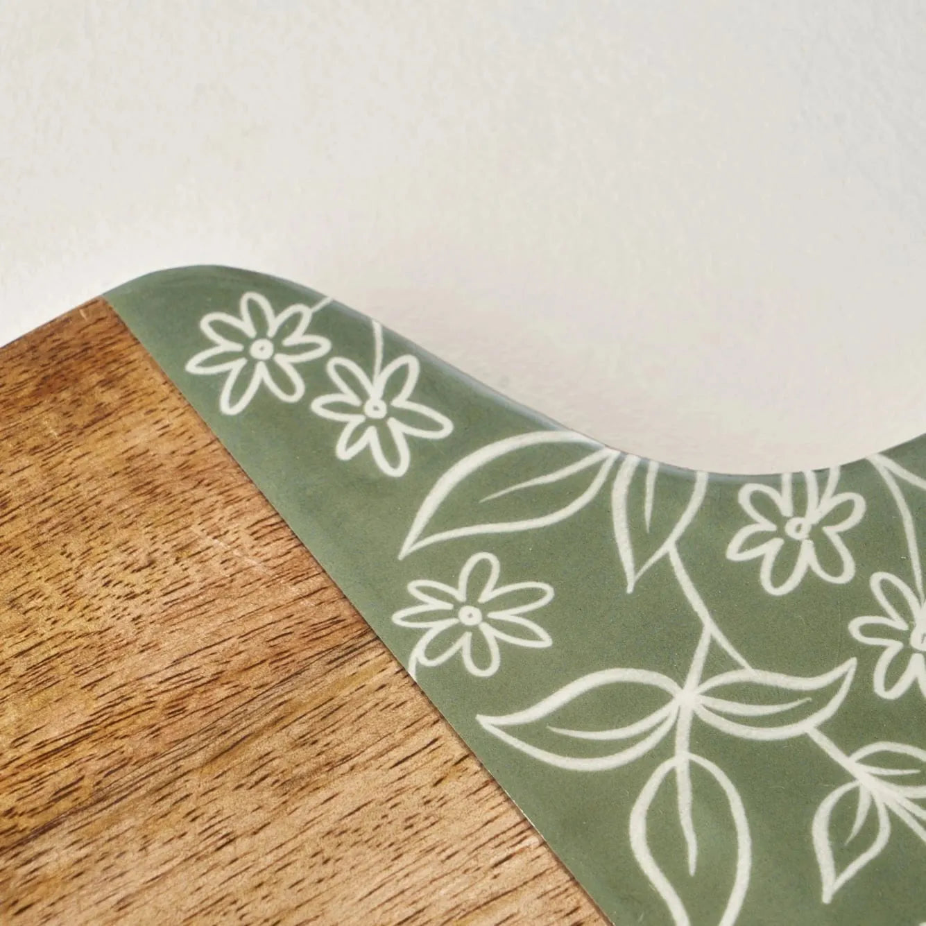 Floral Mango Wood Cutting Board side view
