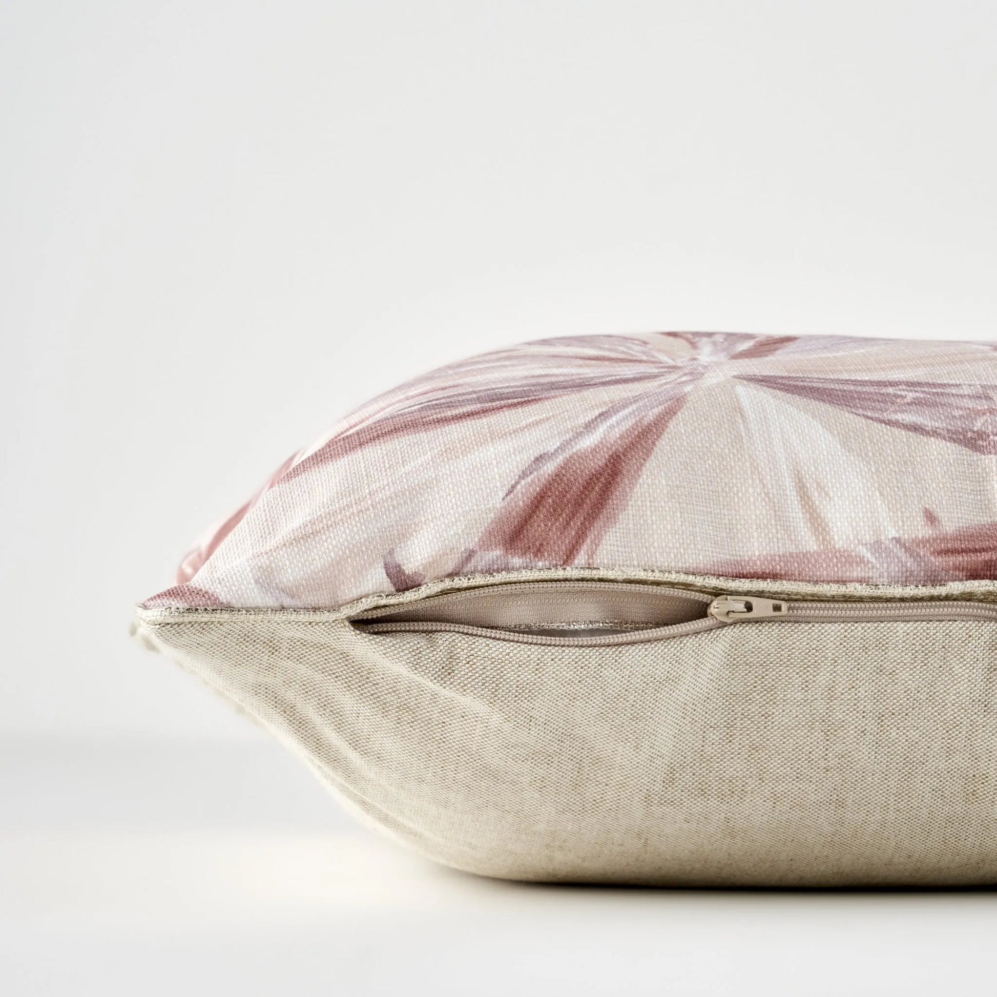 Flores Palm Leaf Throw Pillow side view