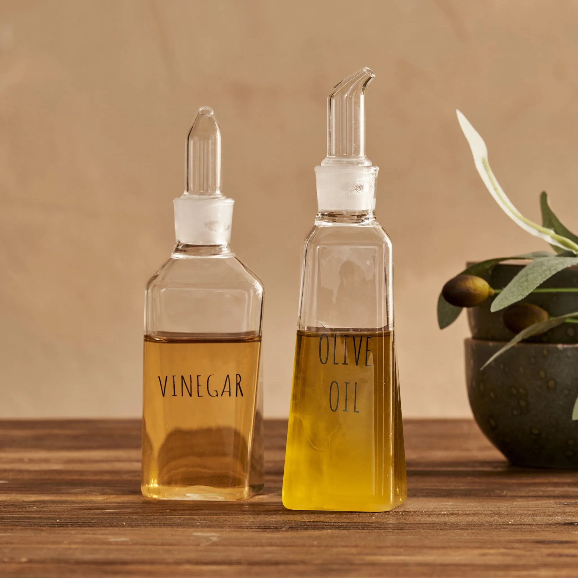 Geo Glass Oil & Vinegar Dispenser Set side view