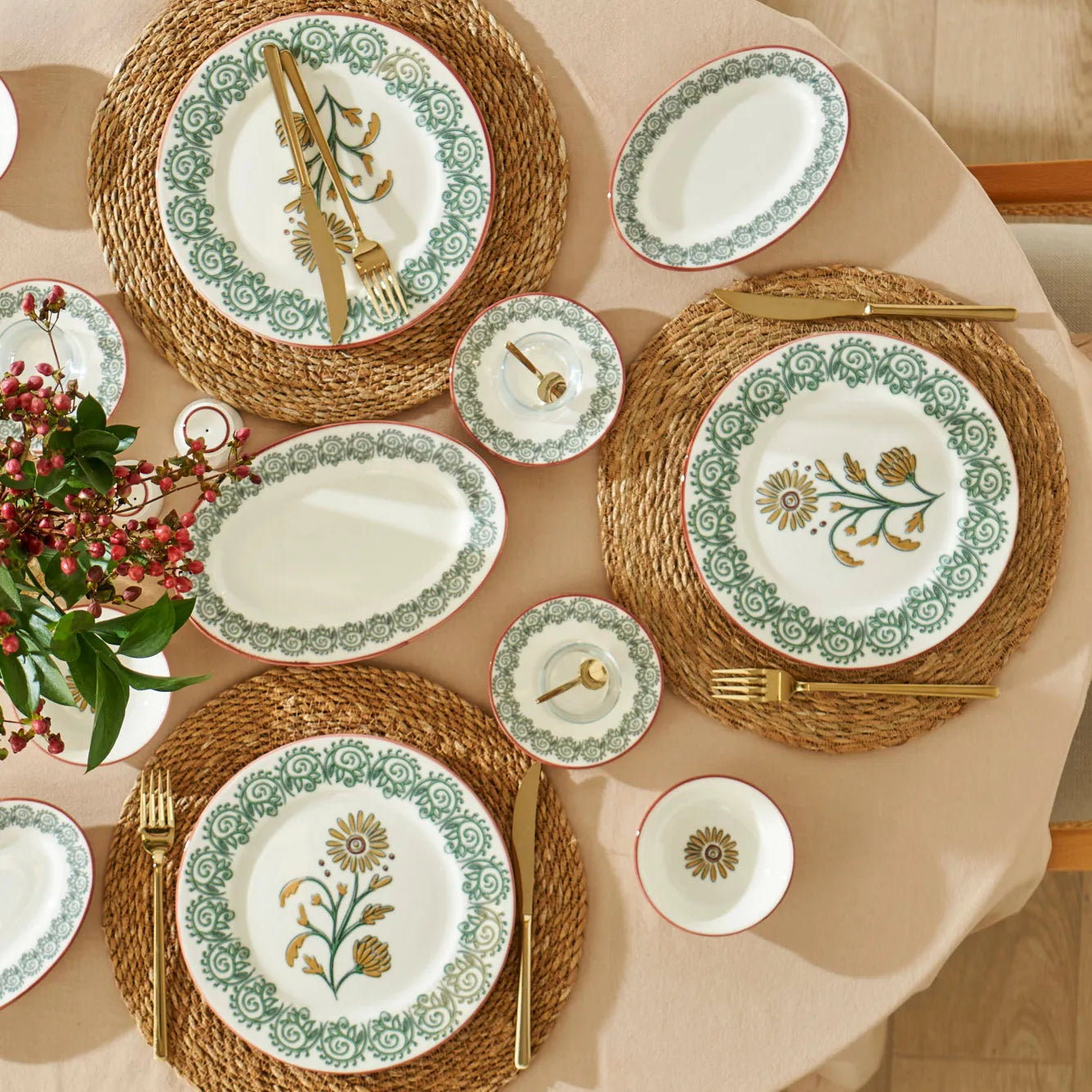 Indian 26 Piece Breakfast Set side view