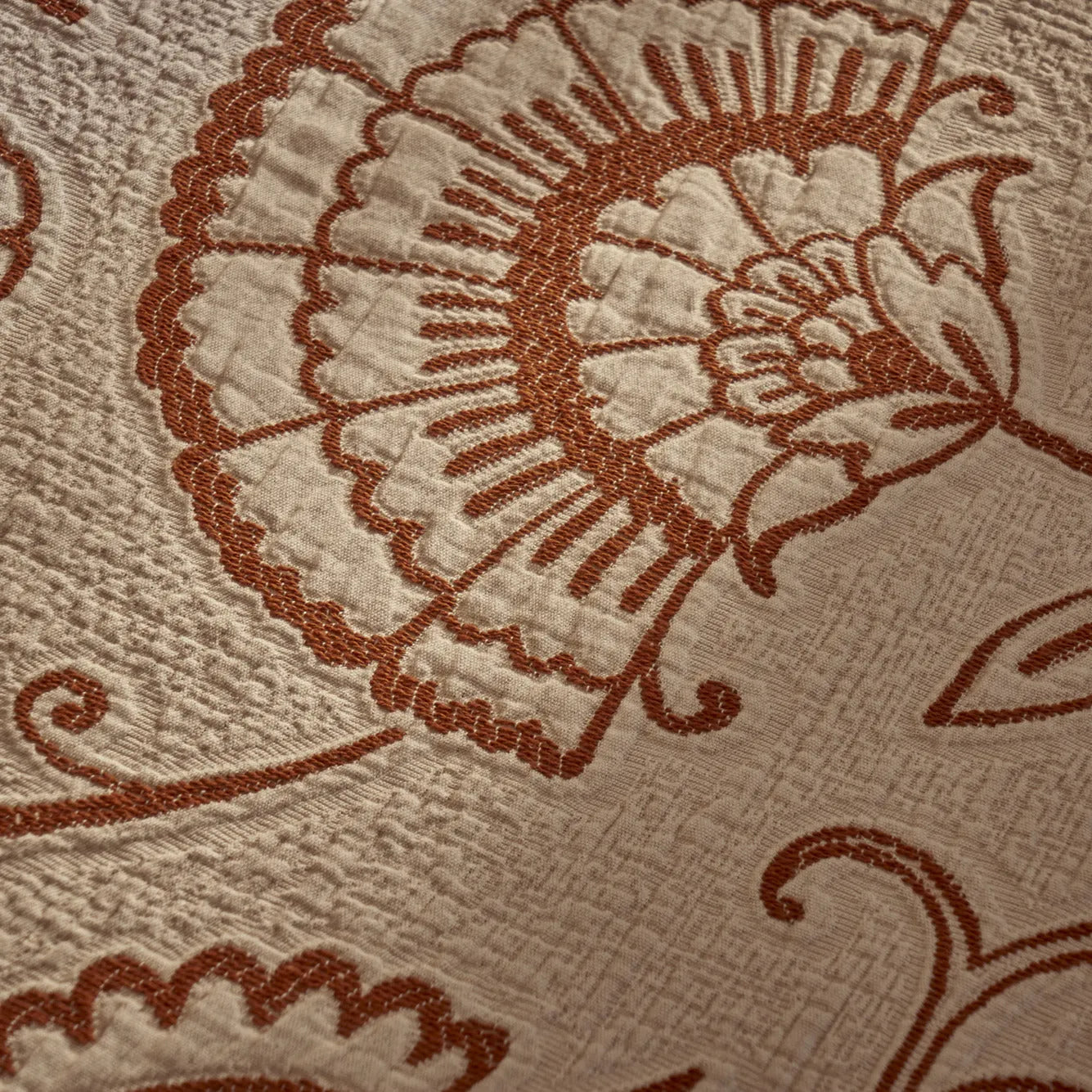 Indian Bloss Cotton Jacquard Coverlet Set with Shams – Queen Size texture detail