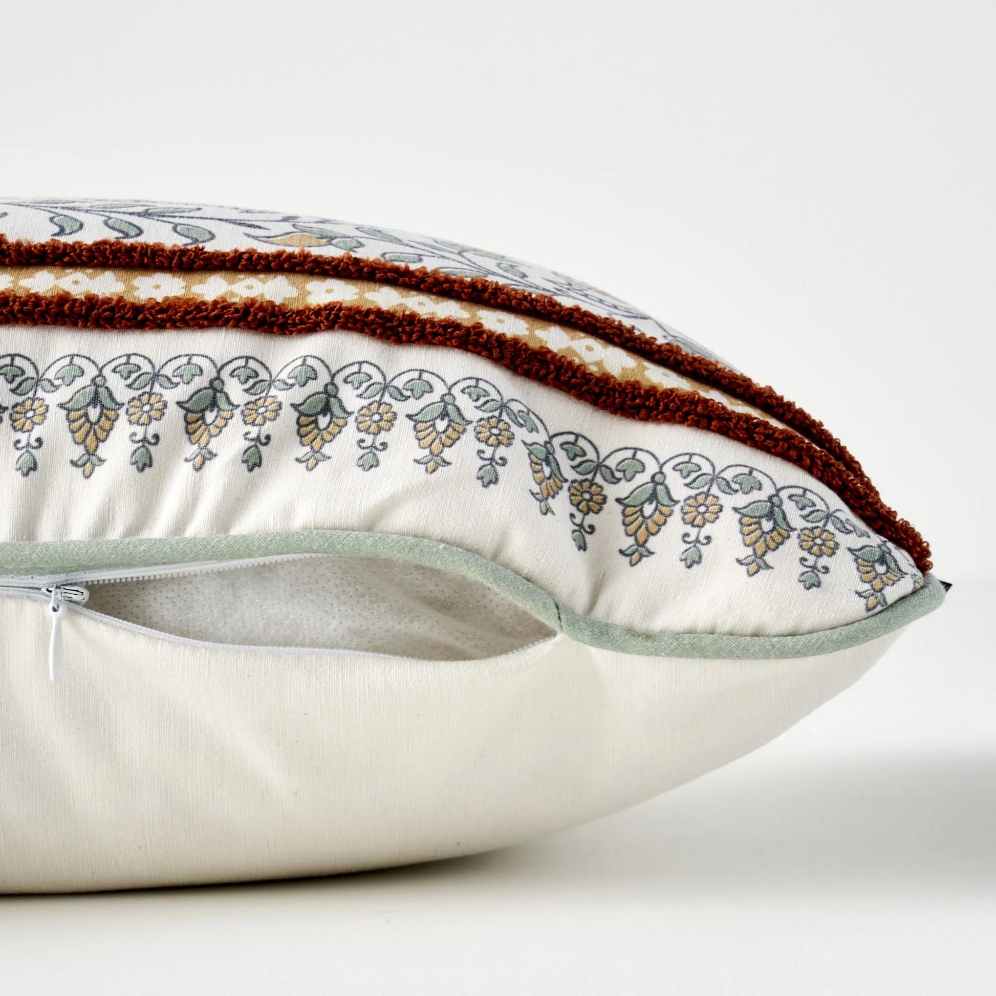 Indian Breeze Embroidered Cushion Cover texture detail