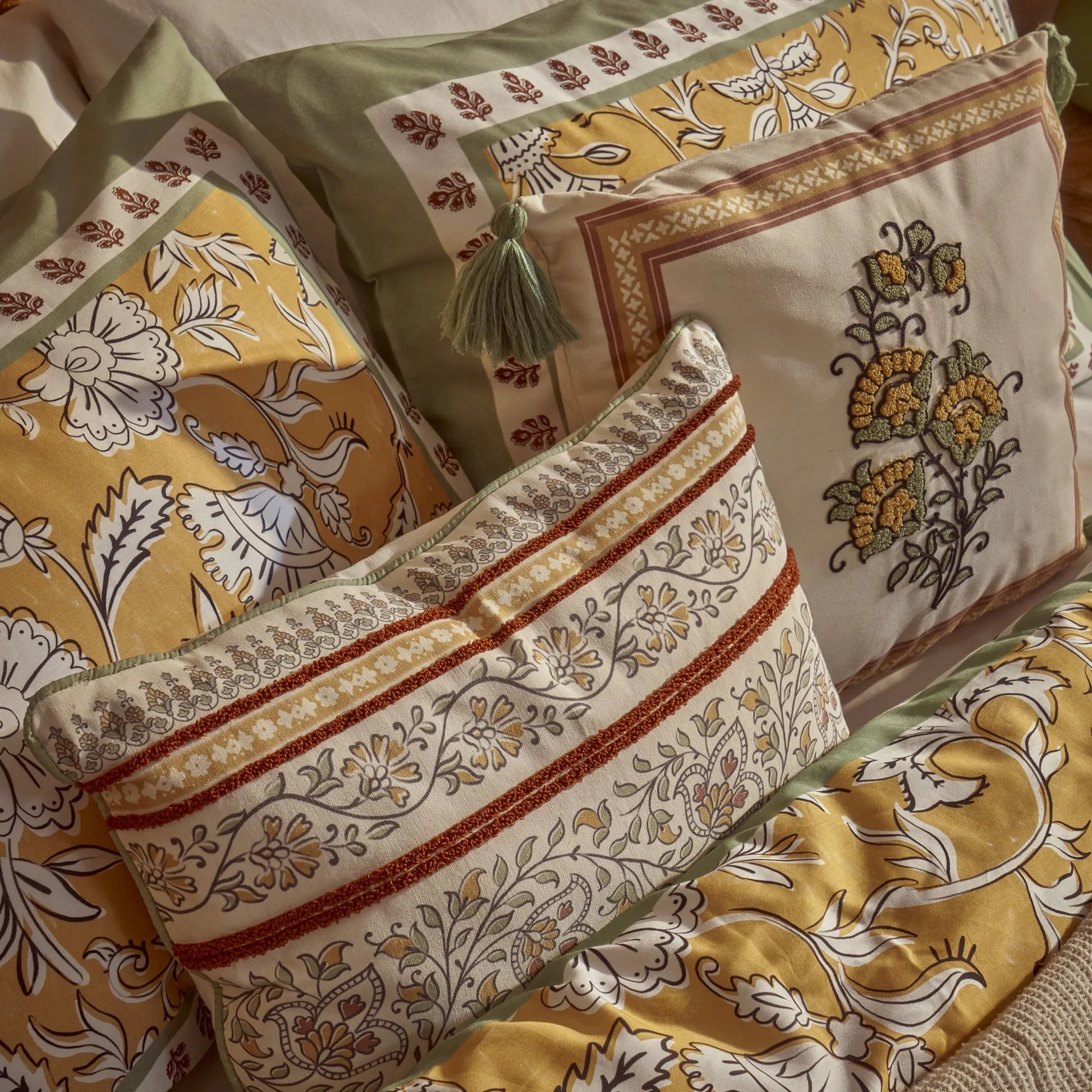 Indian Breeze Embroidered Cushion Cover side view