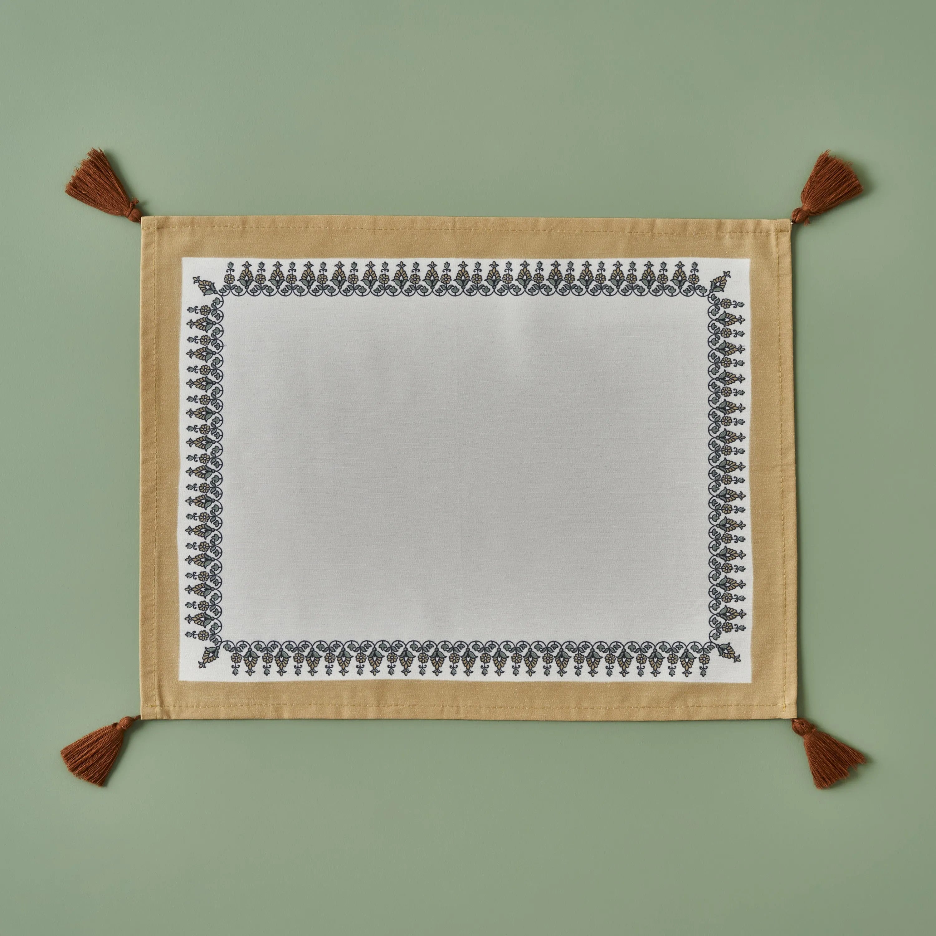 Indian Cotton Placemat with Corner Tassels