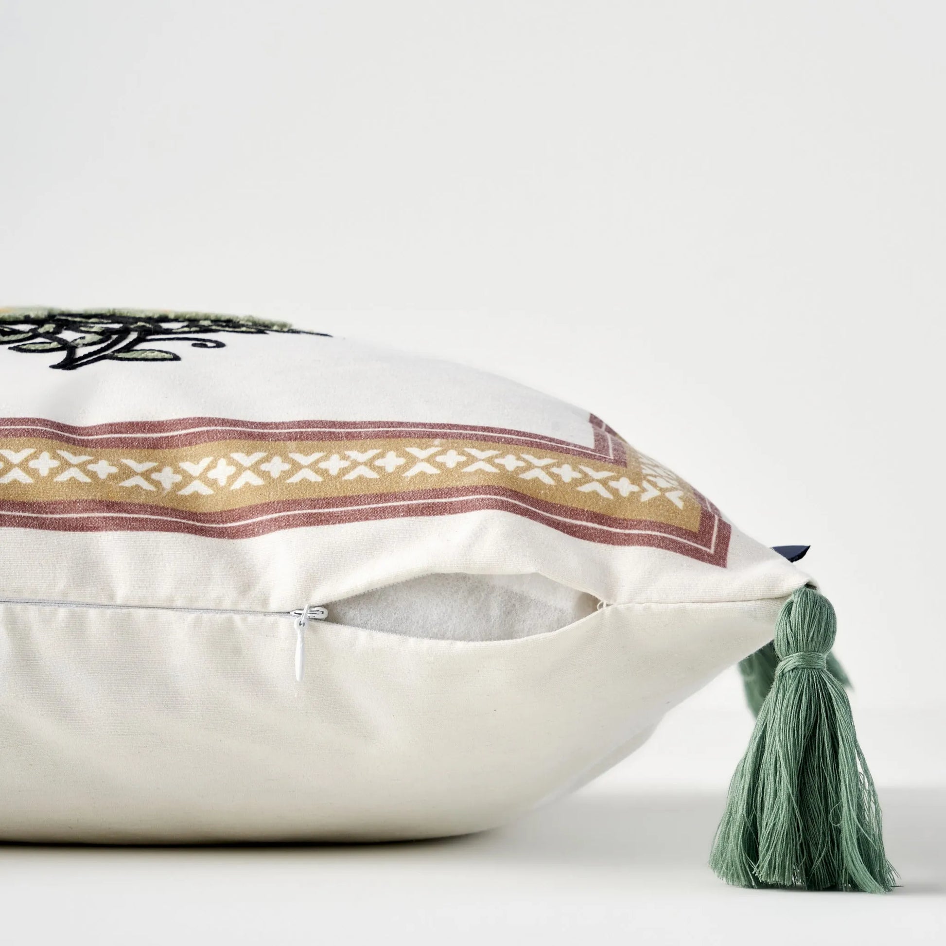 Indian Dream Embroidered Cushion Cover side view