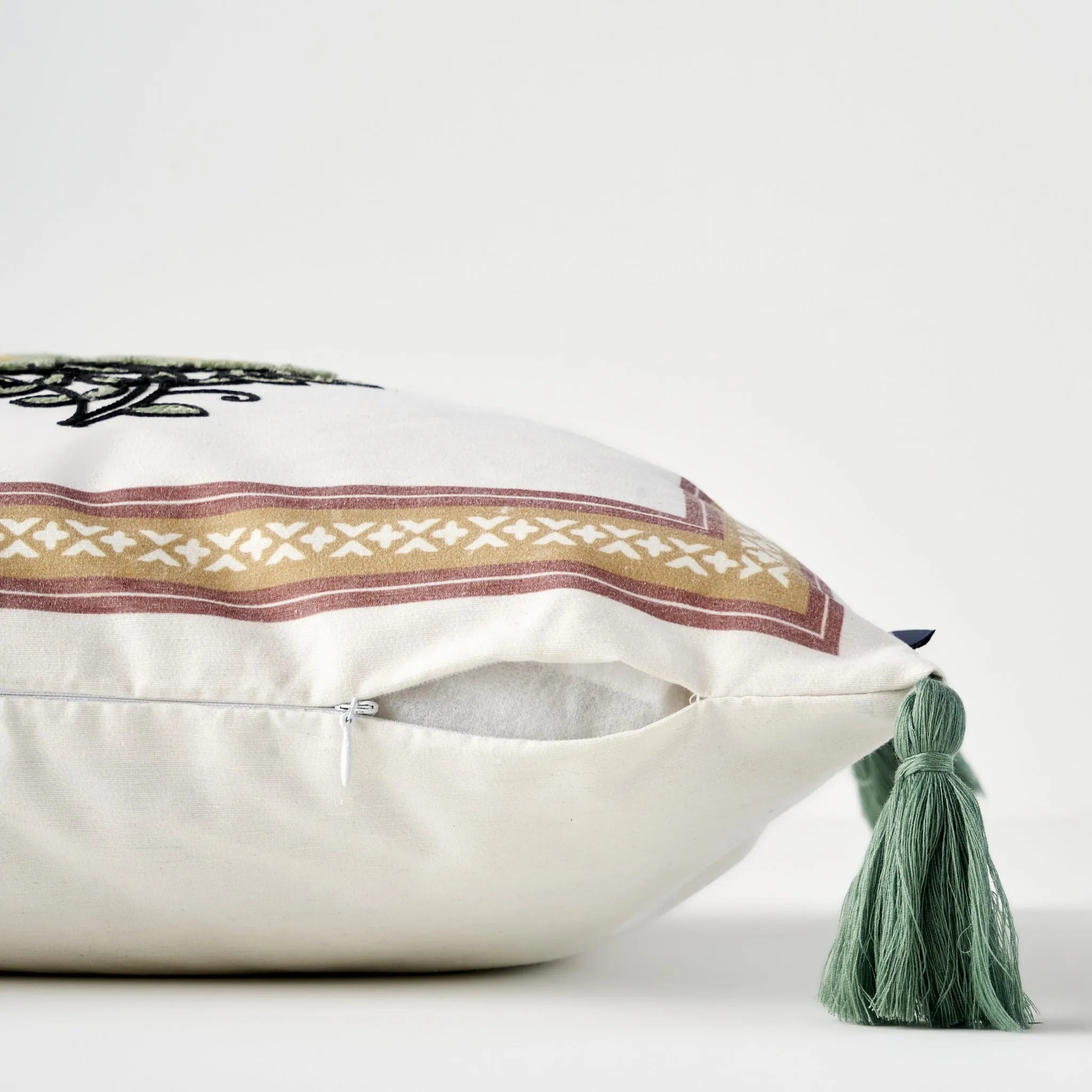 Indian Dream Embroidered Cushion Cover side view